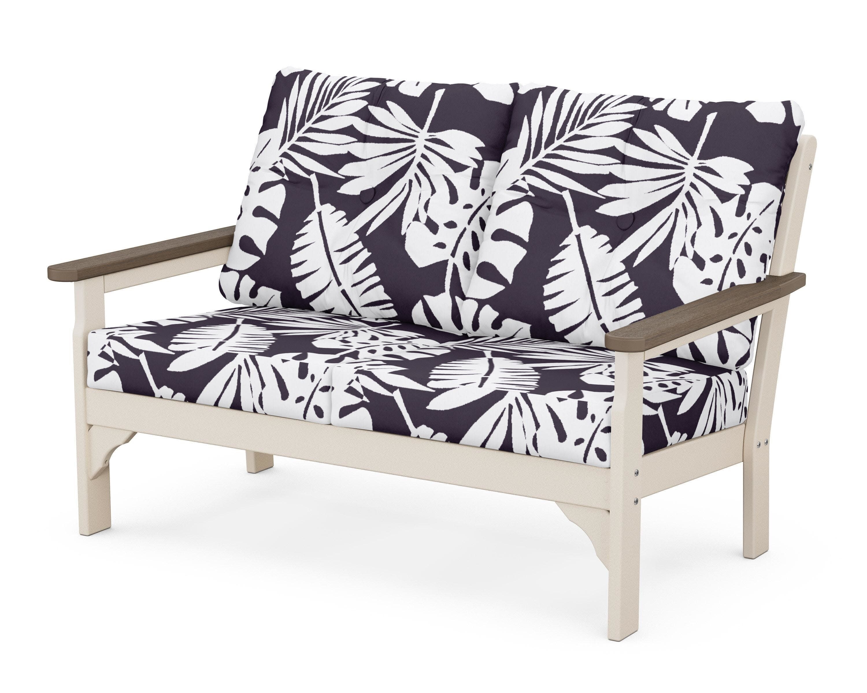 Vineyard Deep Seating Loveseat in Sand / Kona / Leaf Navy