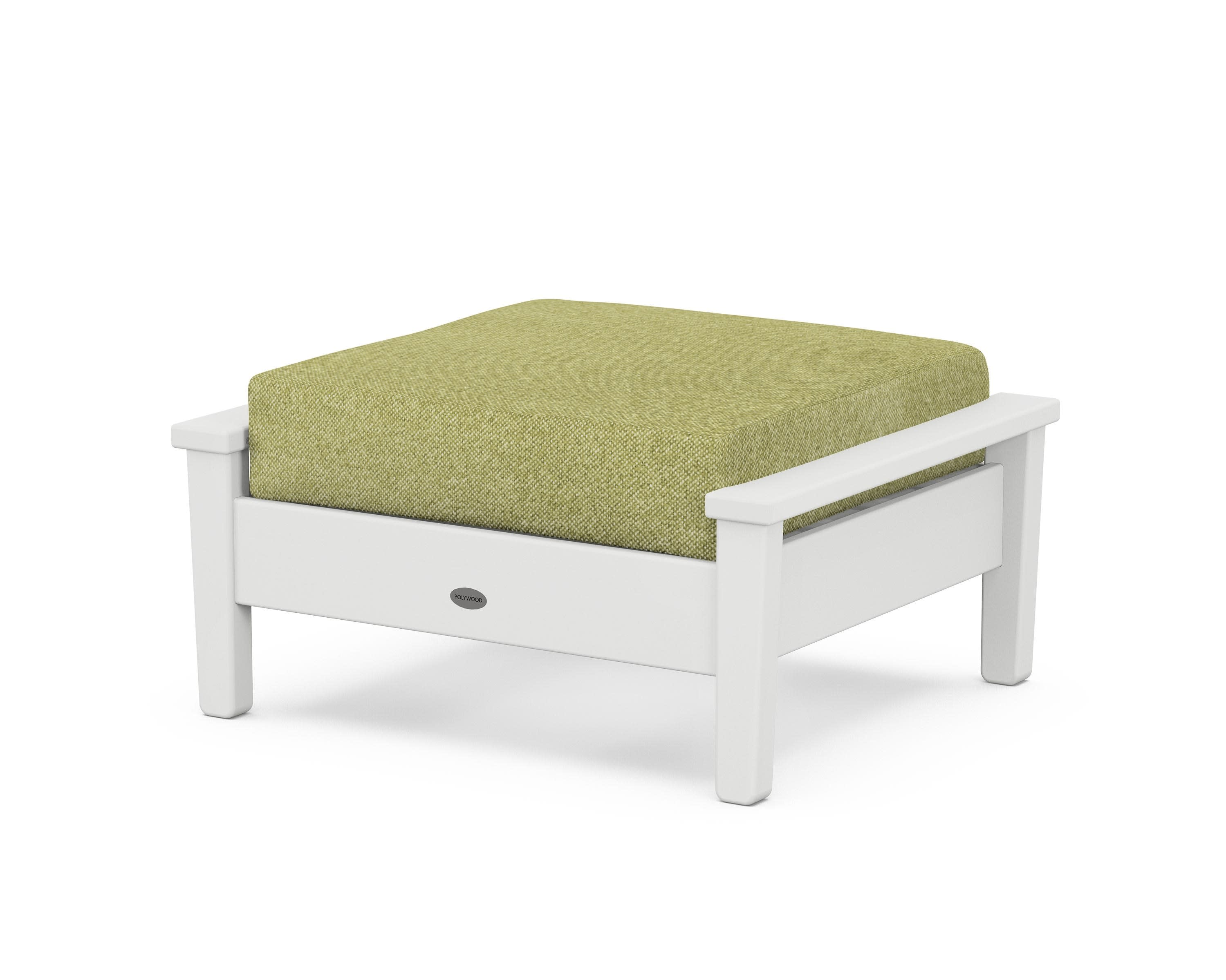 Prescott Deep Seating Ottoman in White / Chartreuse Boucle