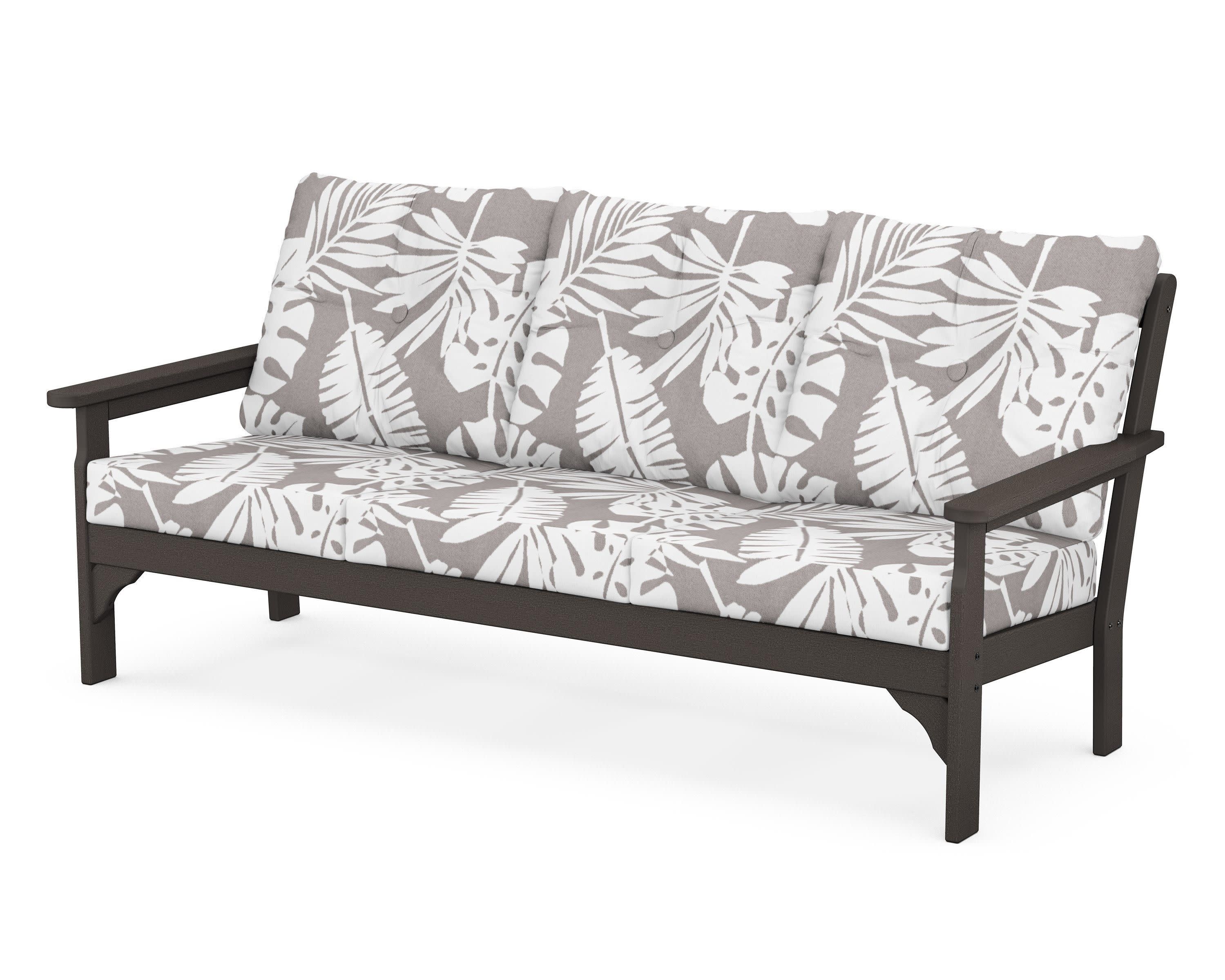 Vineyard Deep Seating Sofa in Vintage Coffee / Leaf Grey Mist