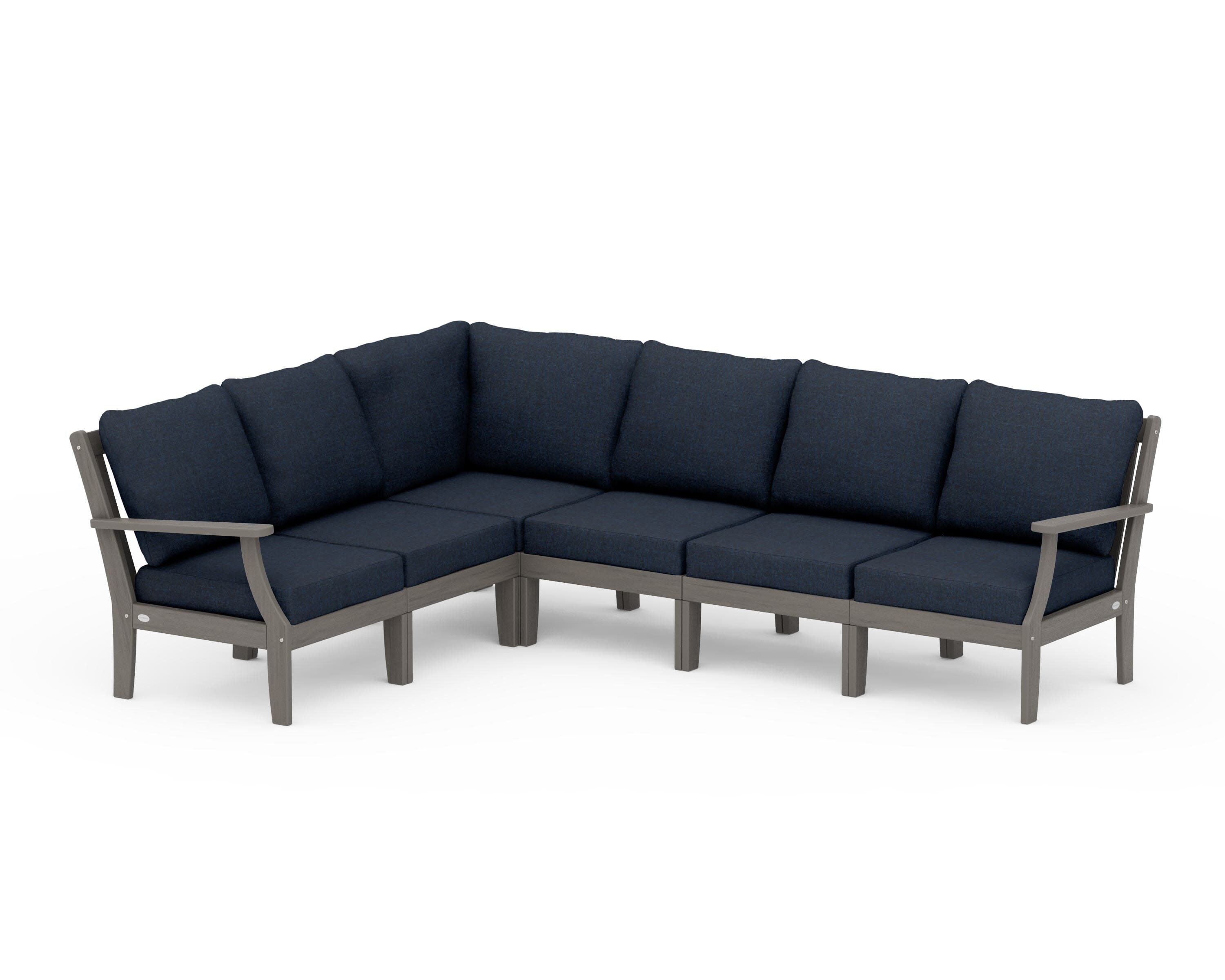 Braxton Modular 6-Piece Deep Seating Set in Driftwood / Marine Indigo