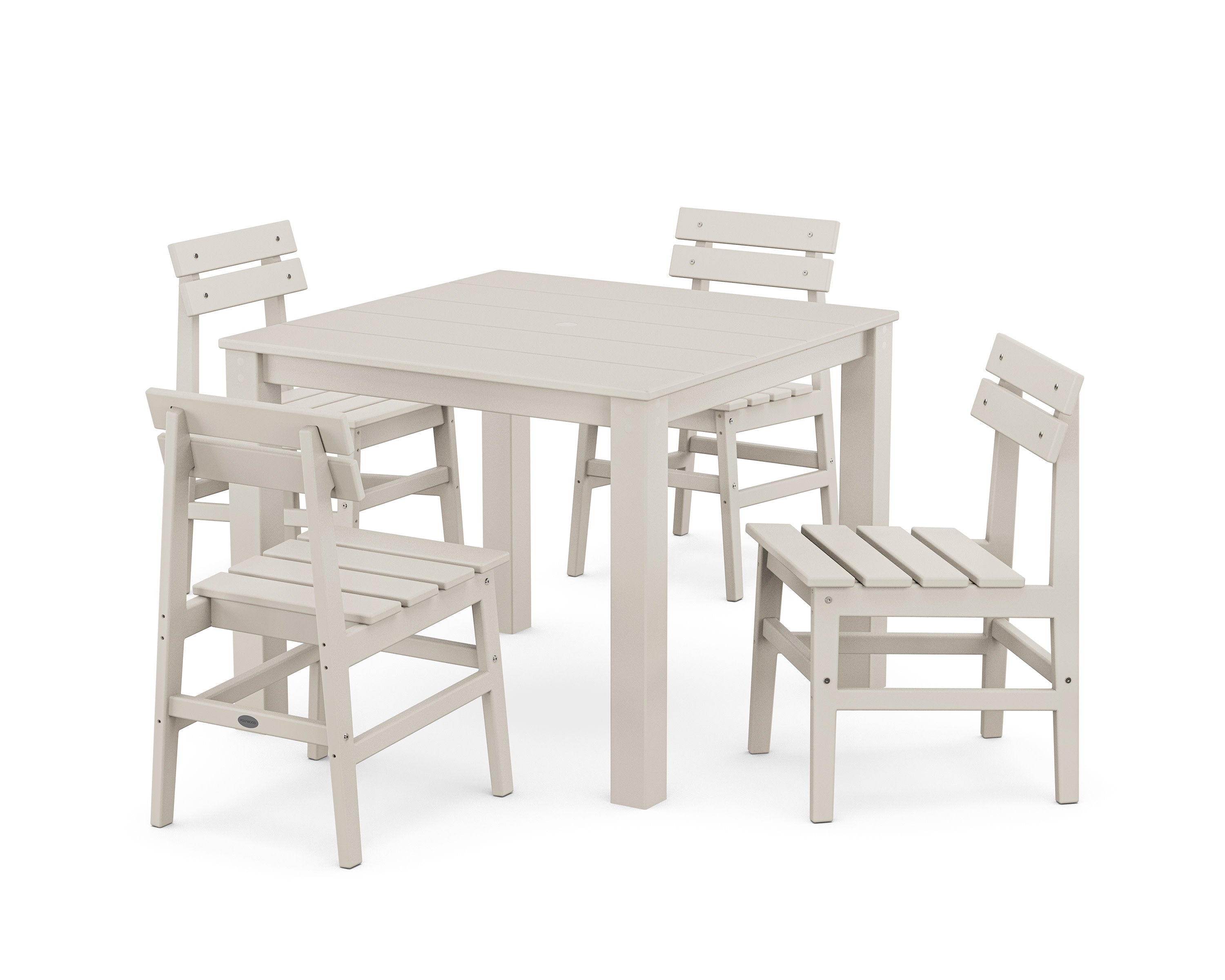 Modern Studio Plaza Chair 5-Piece Parsons Dining Set in Sand