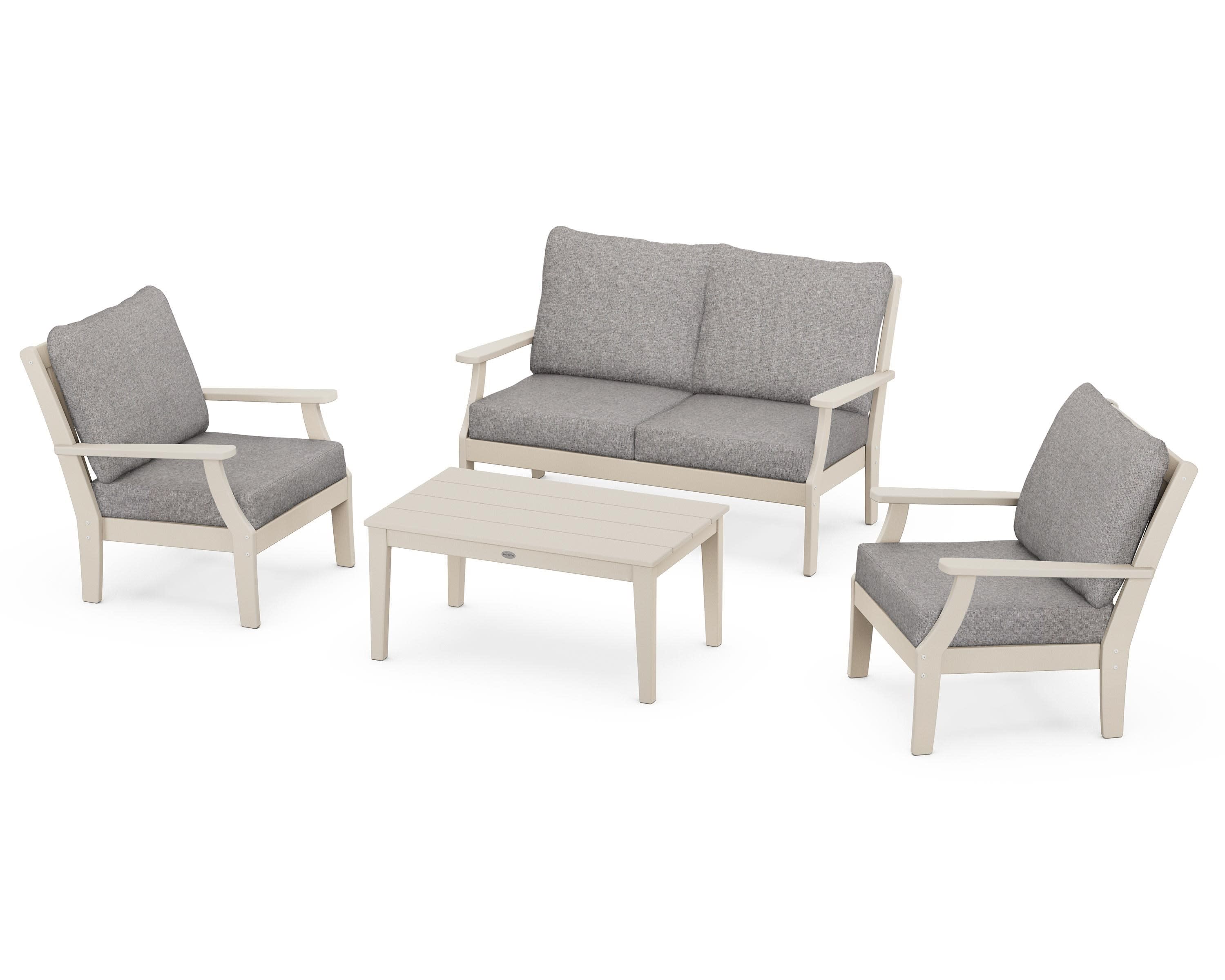 Braxton 4-Piece Deep Seating Chair Set in Sand / Grey Mist