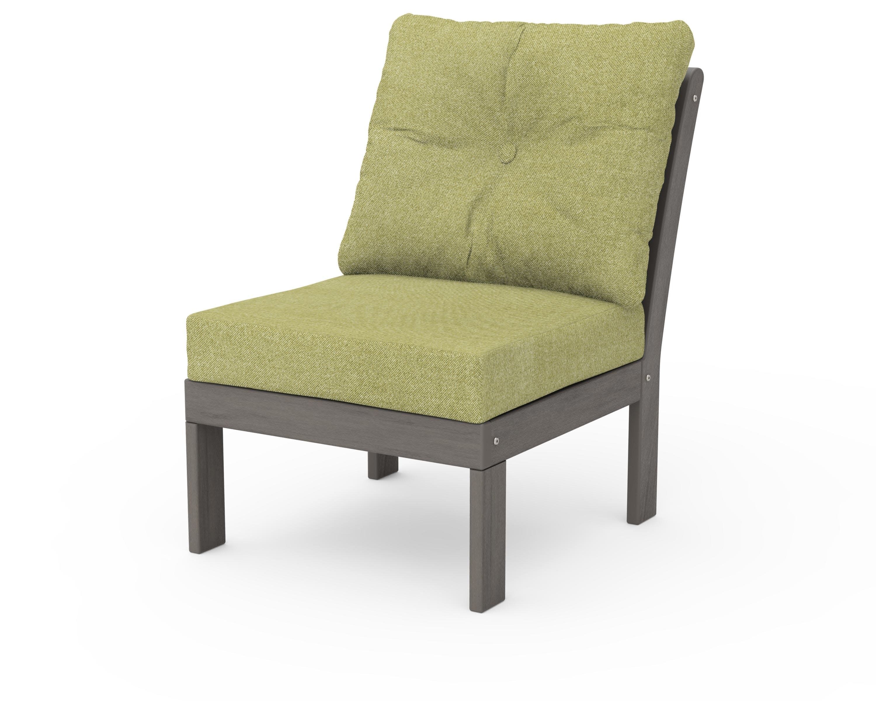 Vineyard Modular Armless Chair in Driftwood / Chartreuse Boucle