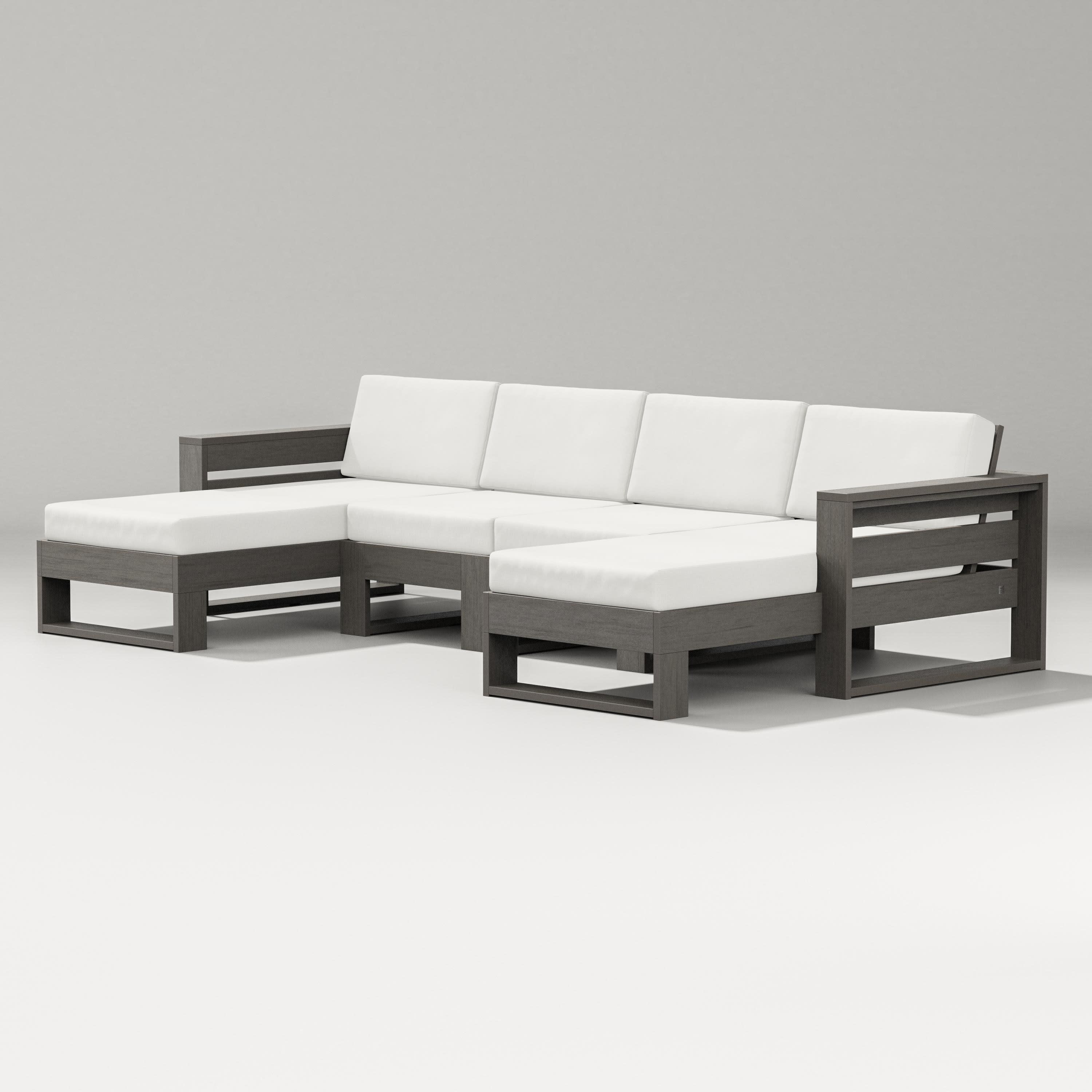 Latitude Double Chaise Sectional in Driftwood / Natural Linen
