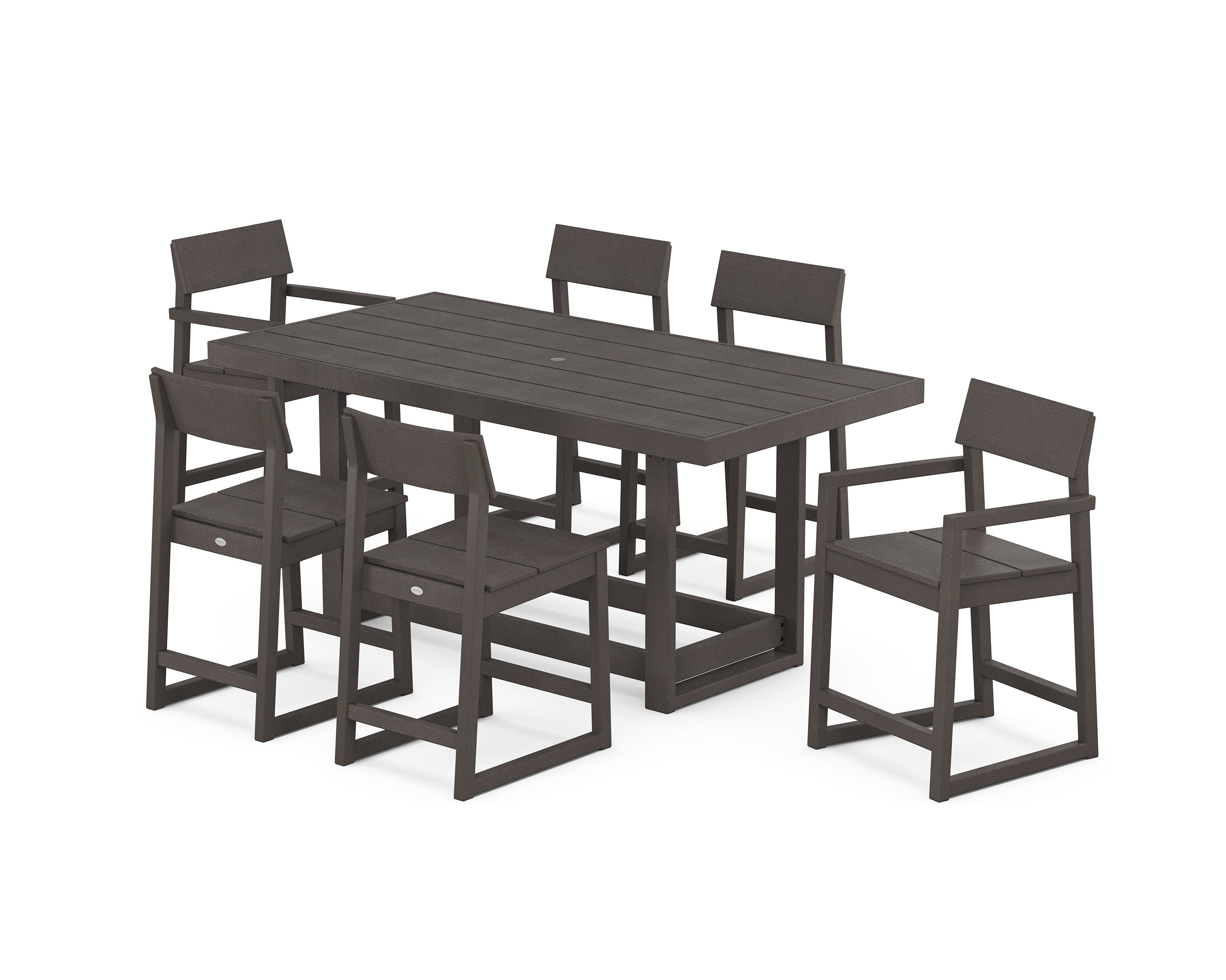EDGE 7-Piece Counter Table Set in Vintage Coffee