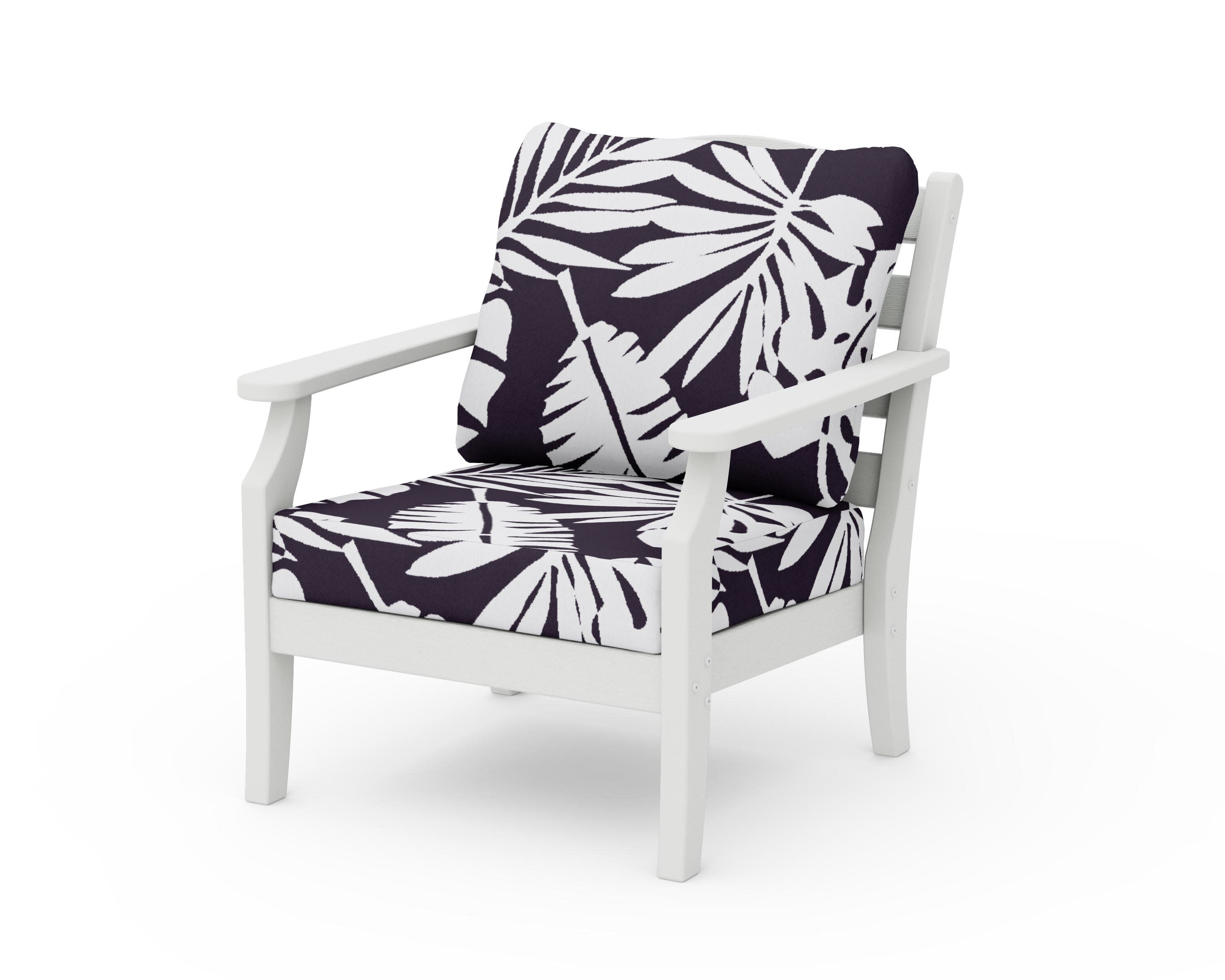 Savannah Deep Seating Chair in Vintage White / Leaf Navy