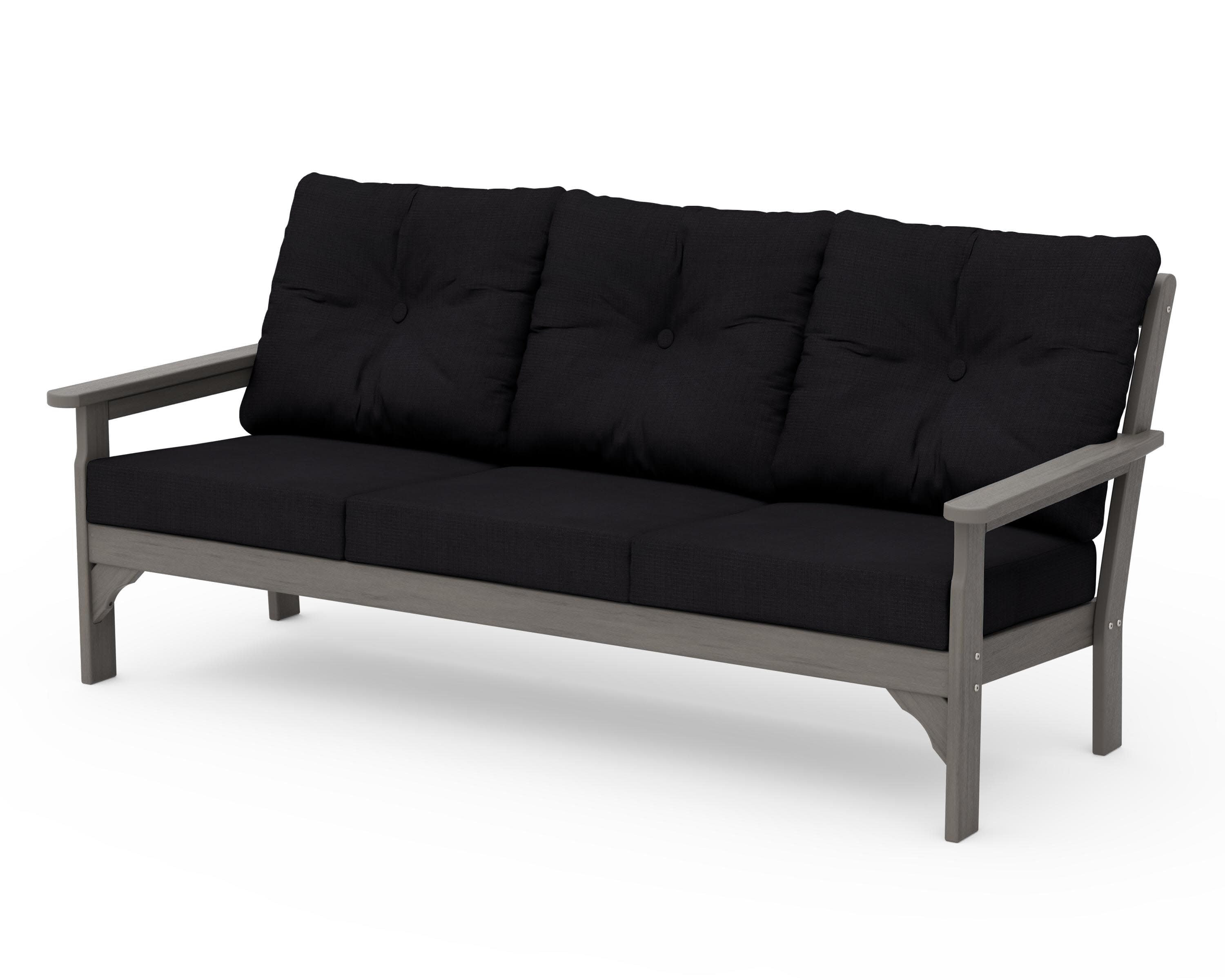 Vineyard Deep Seating Sofa in Driftwood / Midnight Linen