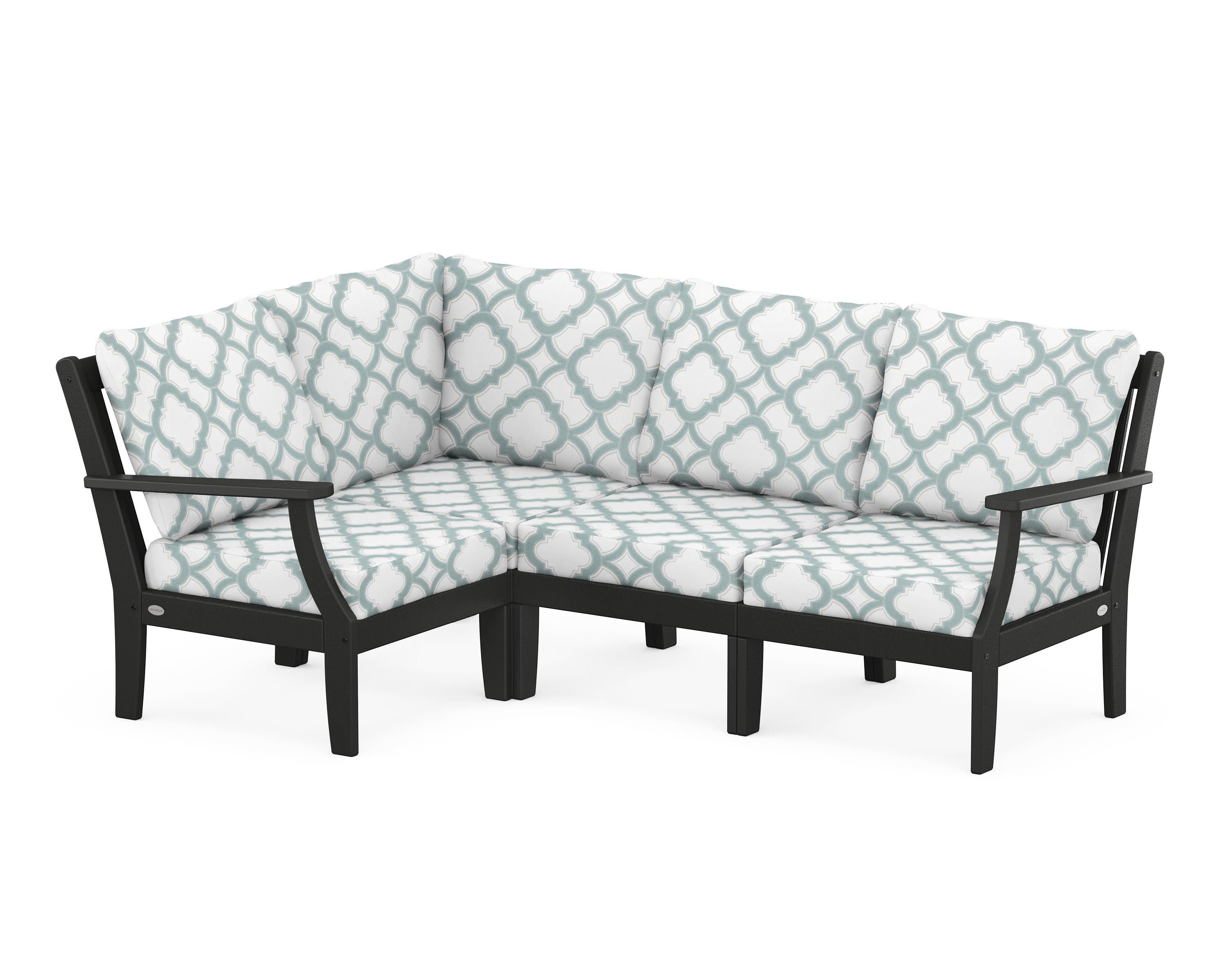 Braxton Modular 4-Piece Deep Seating Set in Black / Trellis Glacier Spa