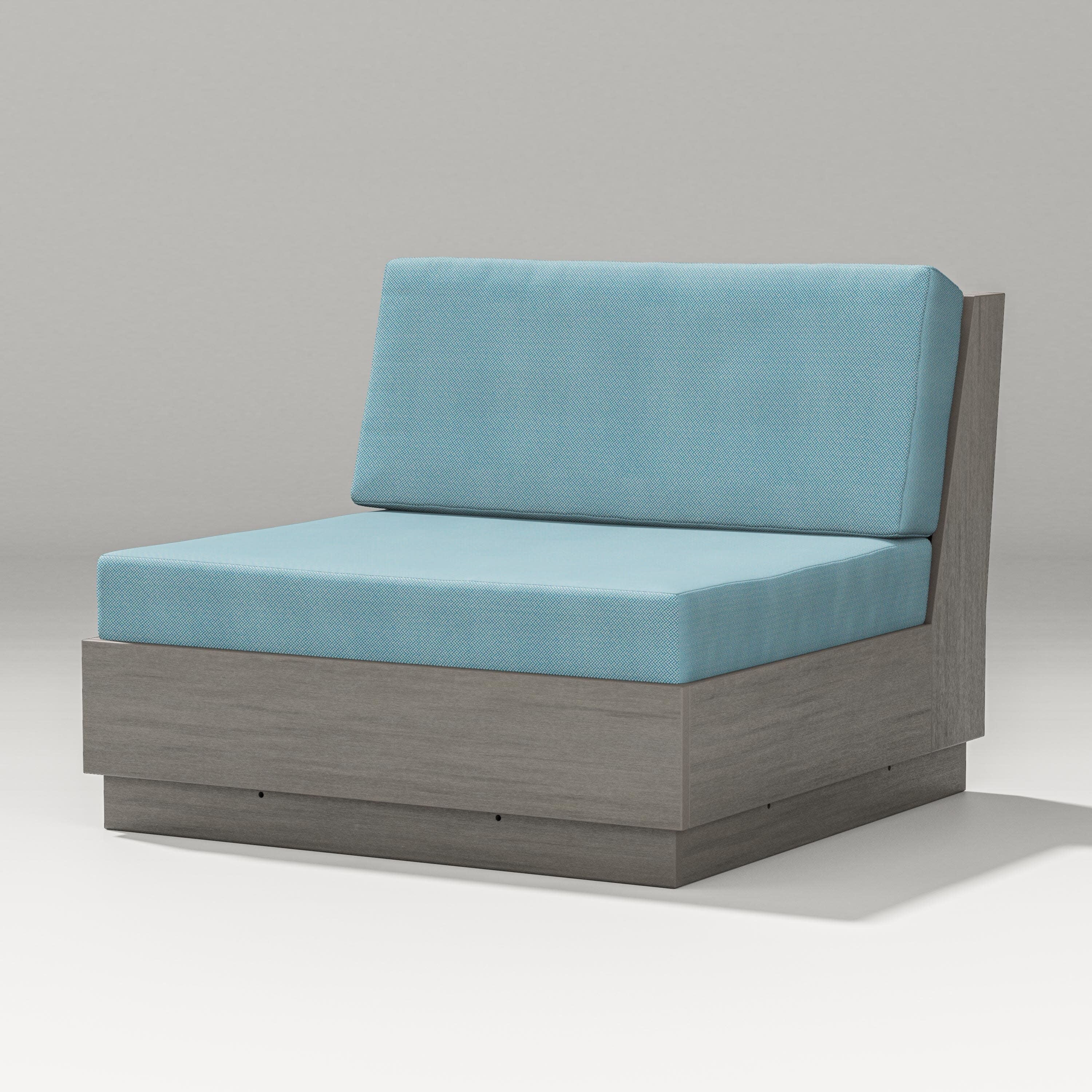 Elevate Modular Armless Chair in Driftwood / Lattice Sky Blue