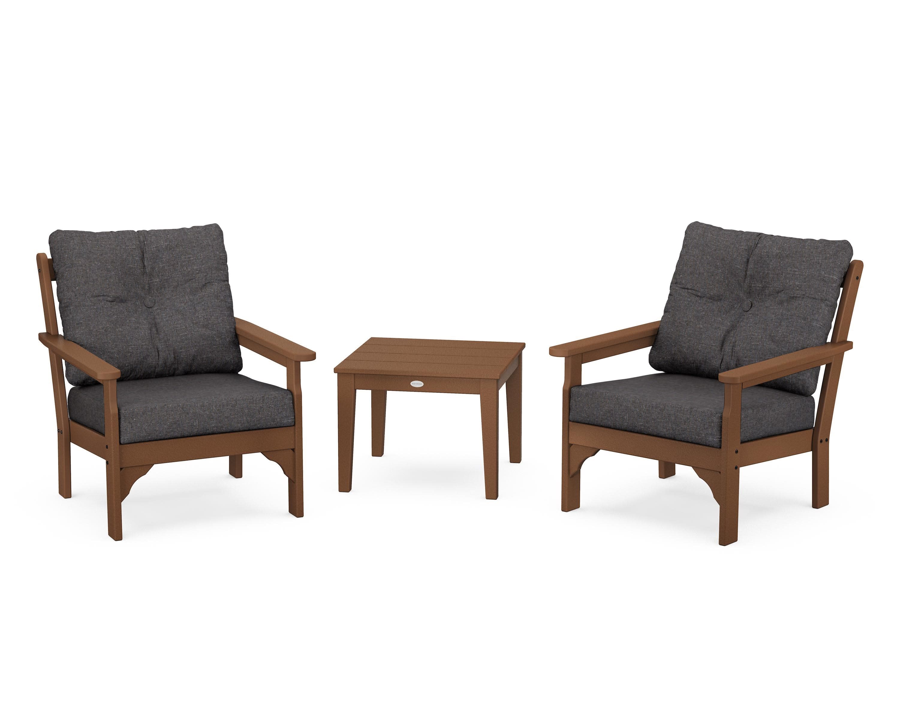 Vineyard 3-Piece Deep Seating Set in Teak / Ash Charcoal