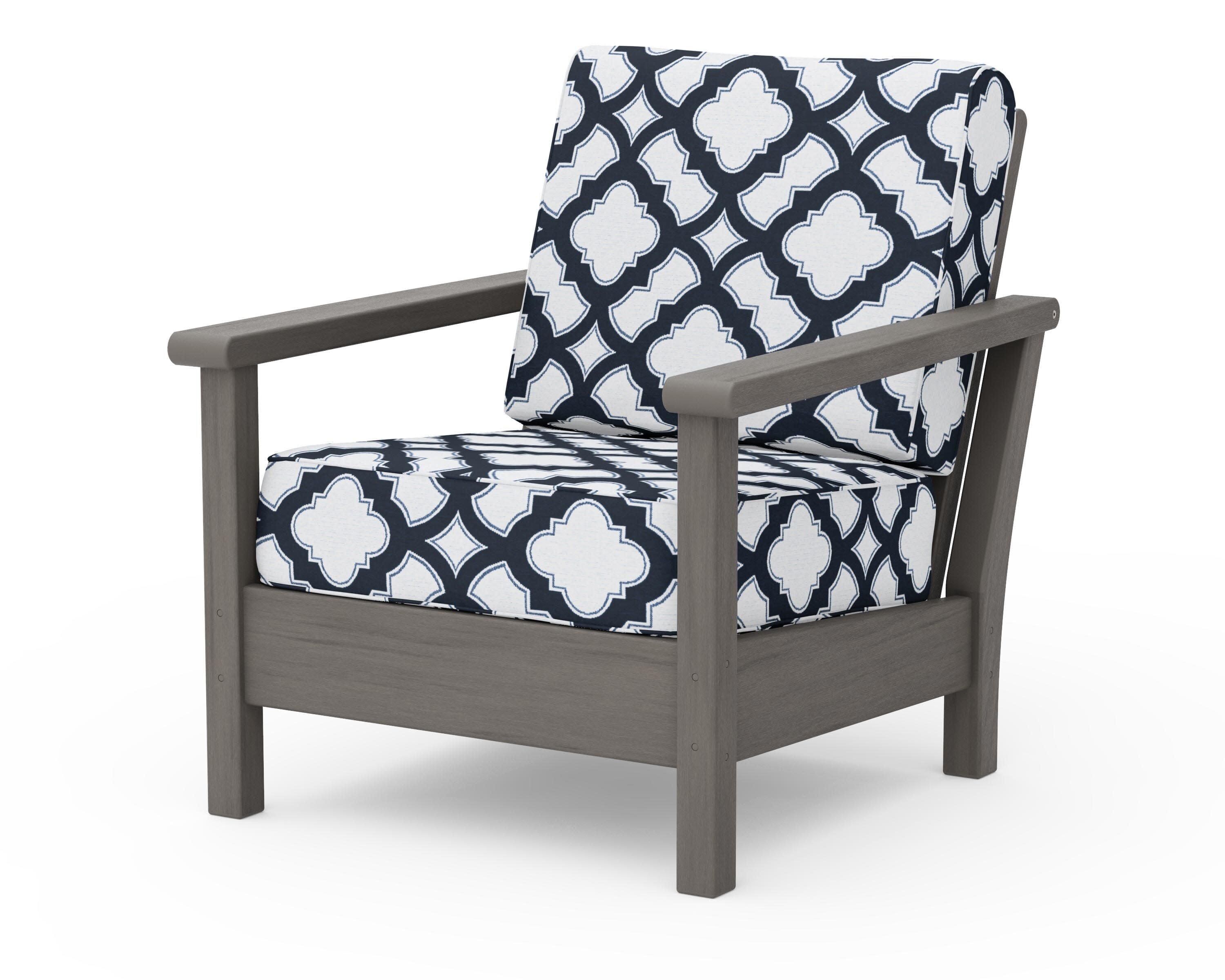 Harbour Deep Seating Chair in Driftwood / Trellis Marine Indigo