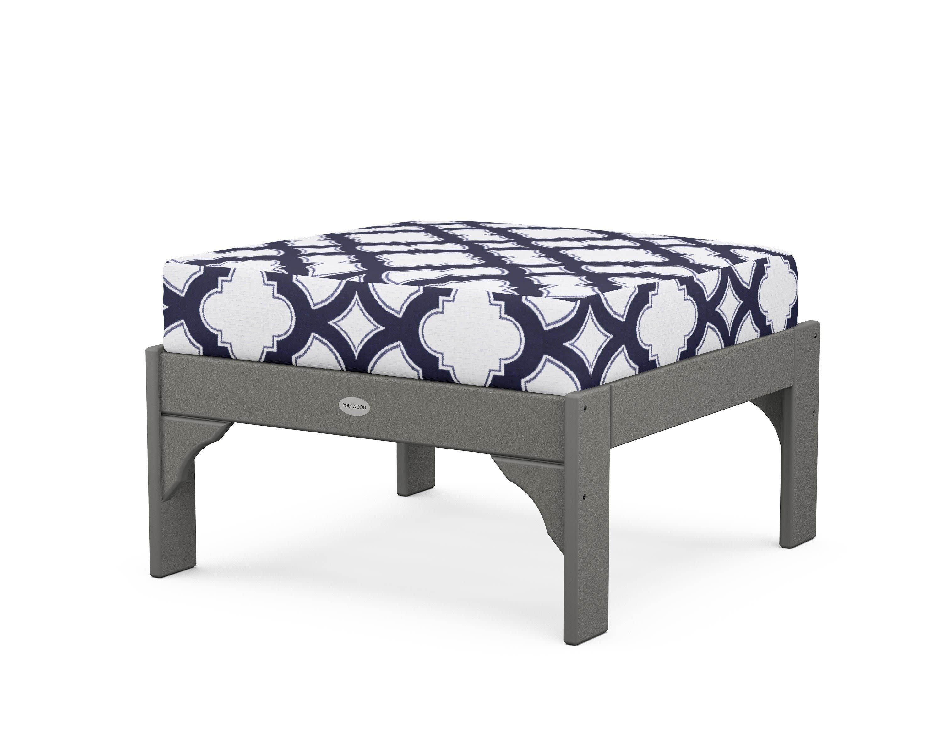 Vineyard Deep Seating Ottoman in Slate Grey / Trellis Navy