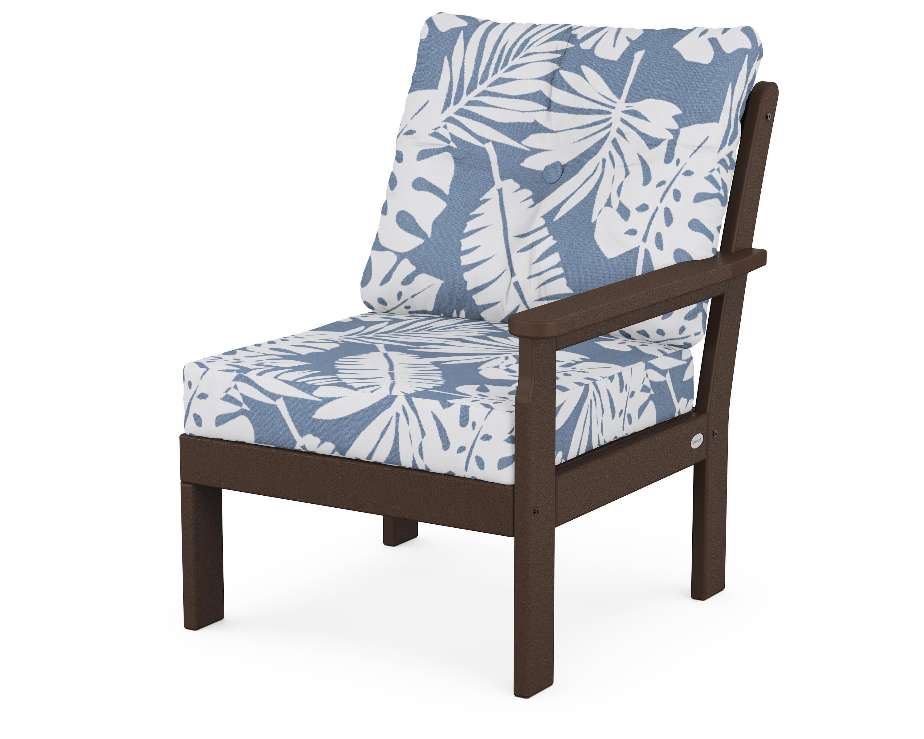 Vineyard Modular Right Arm Chair in Mahogany / Leaf Sky Blue