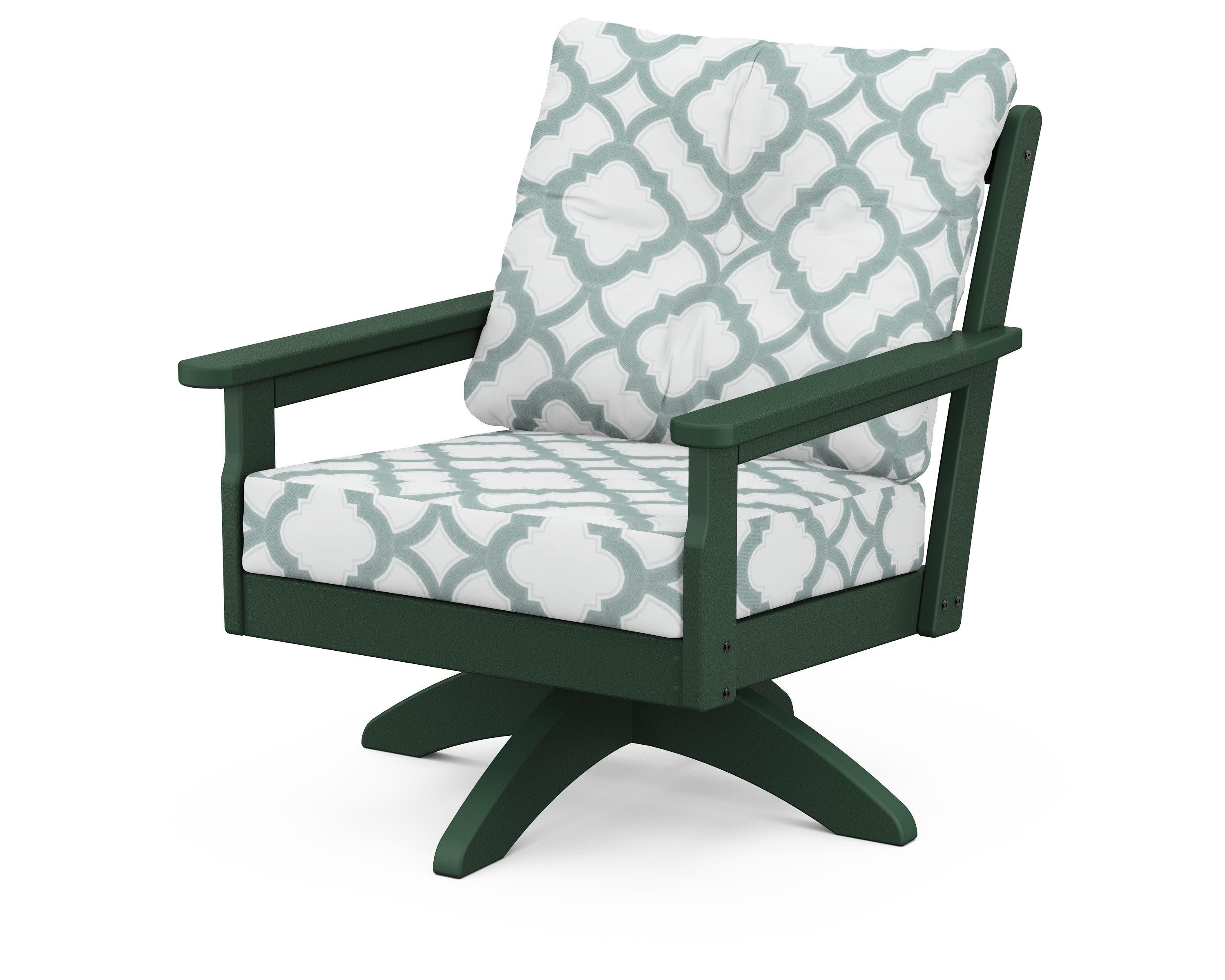 Vineyard Deep Seating Swivel Chair in Green / Trellis Glacier Spa