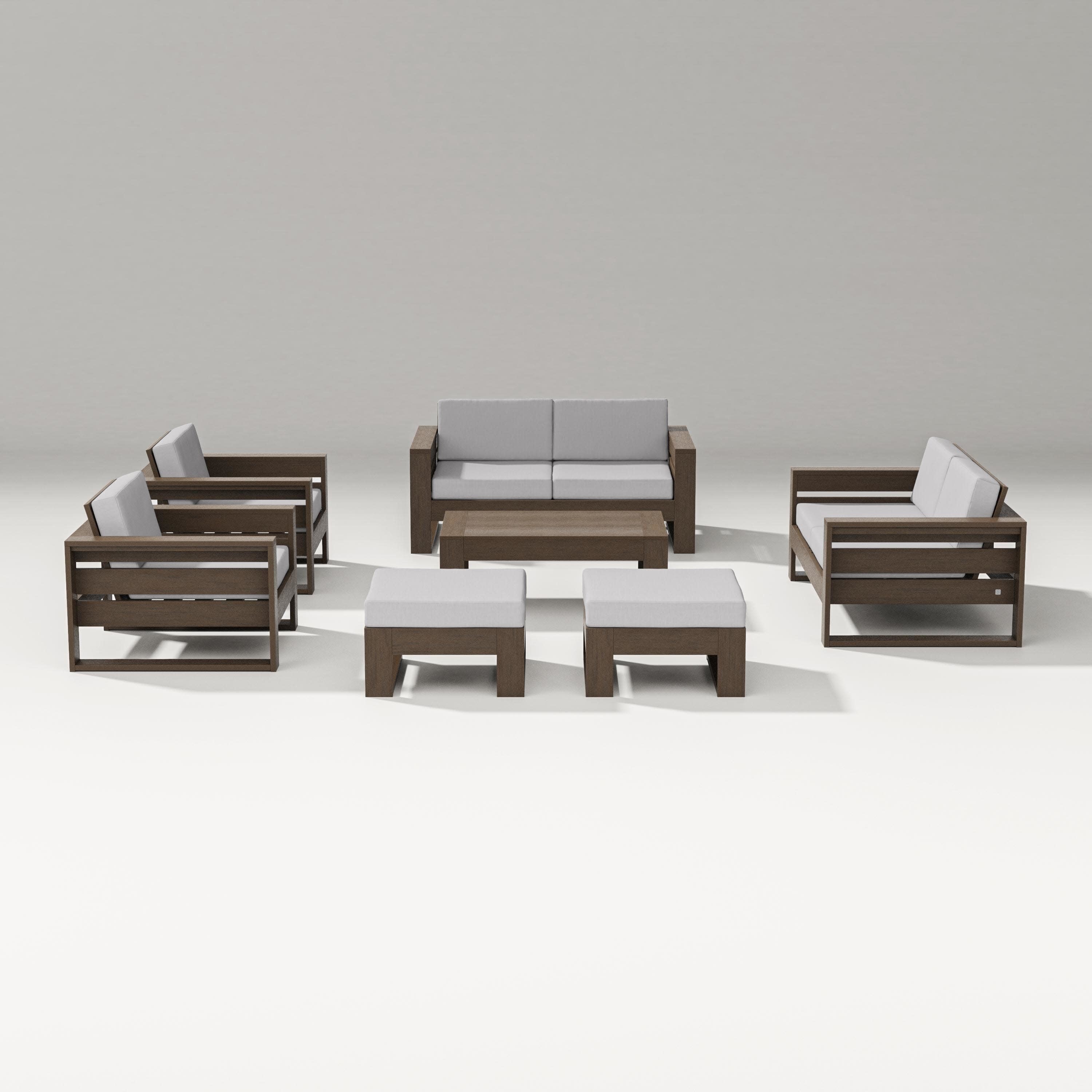 Latitude 7-Piece Lounge Loveseat Set in Kona / Granite