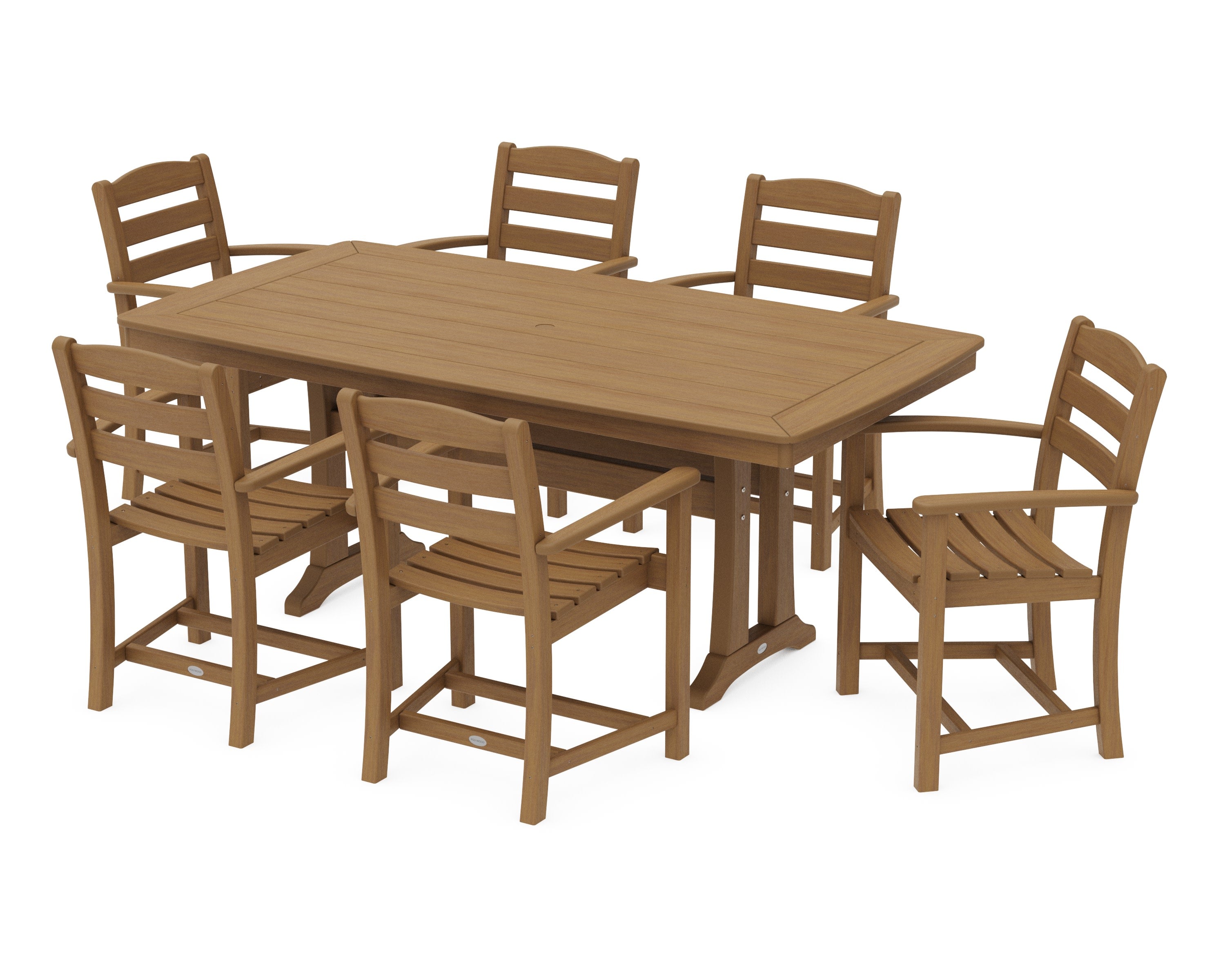 La Casa Caf 7-Piece Arm Chair Dining Set with Trestle Legs in Natural