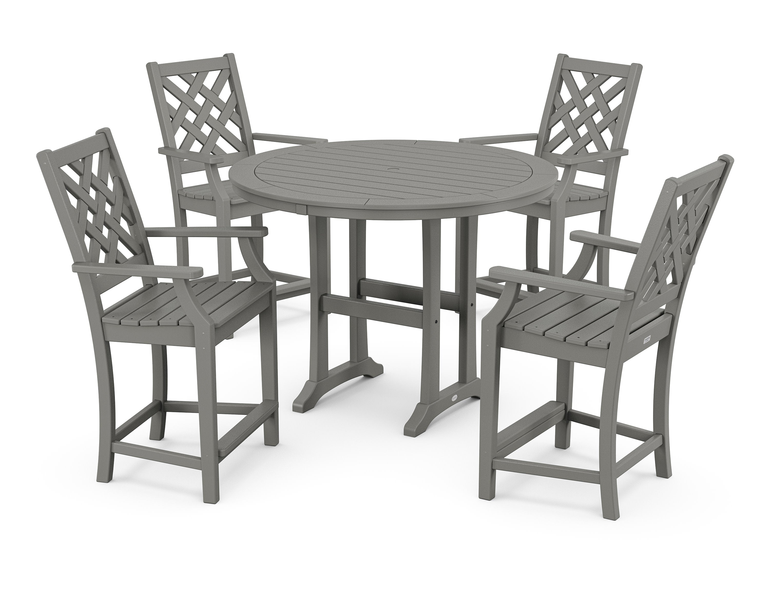 Wovendale 5-Piece Round Counter Set in Slate Grey