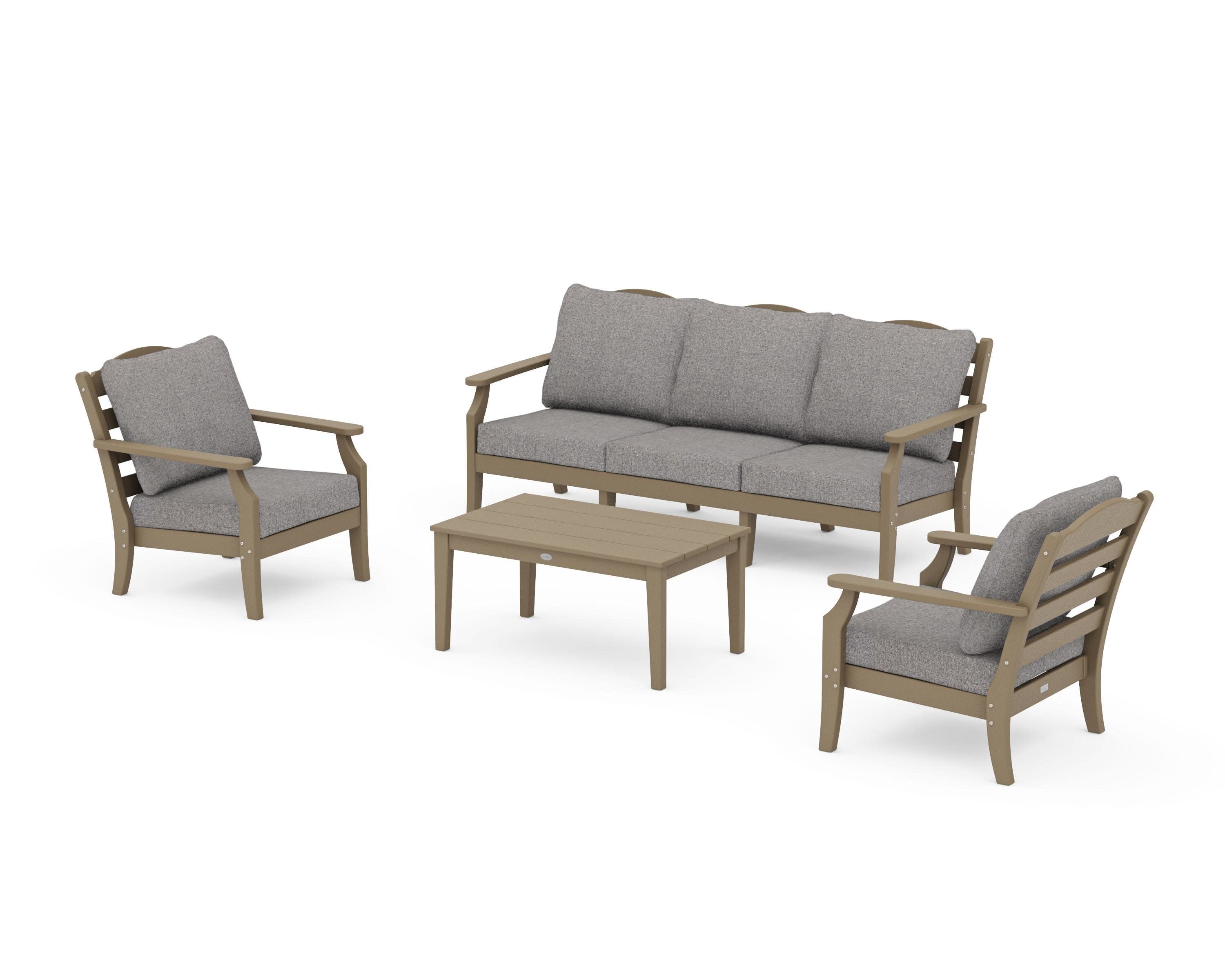 Savannah 4-Piece Deep Seating Set with Sofa in Vintage Sahara / Grey Mist