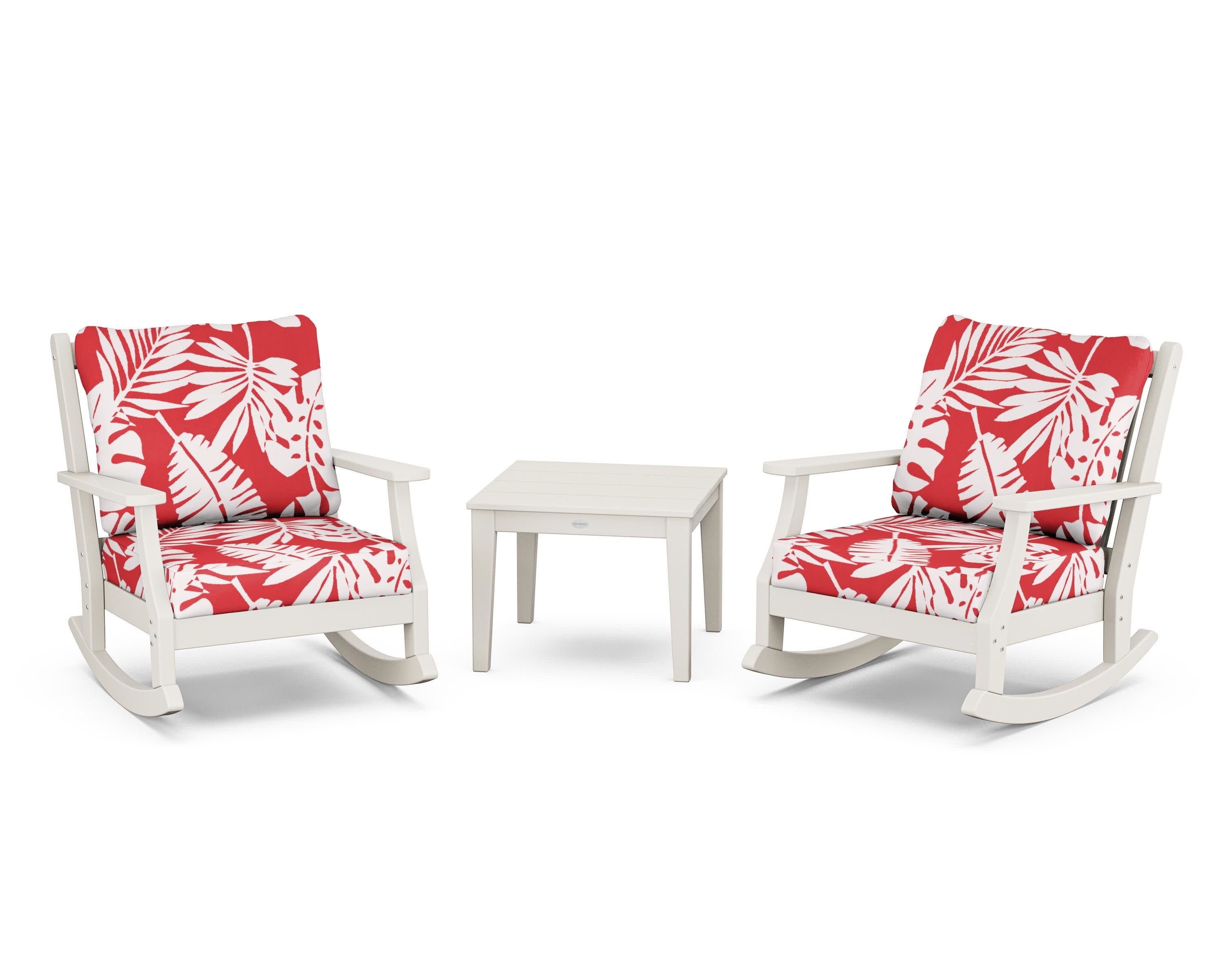Wovendale 3-Piece Deep Seating Rocker Set in Sand / Leaf Crimson