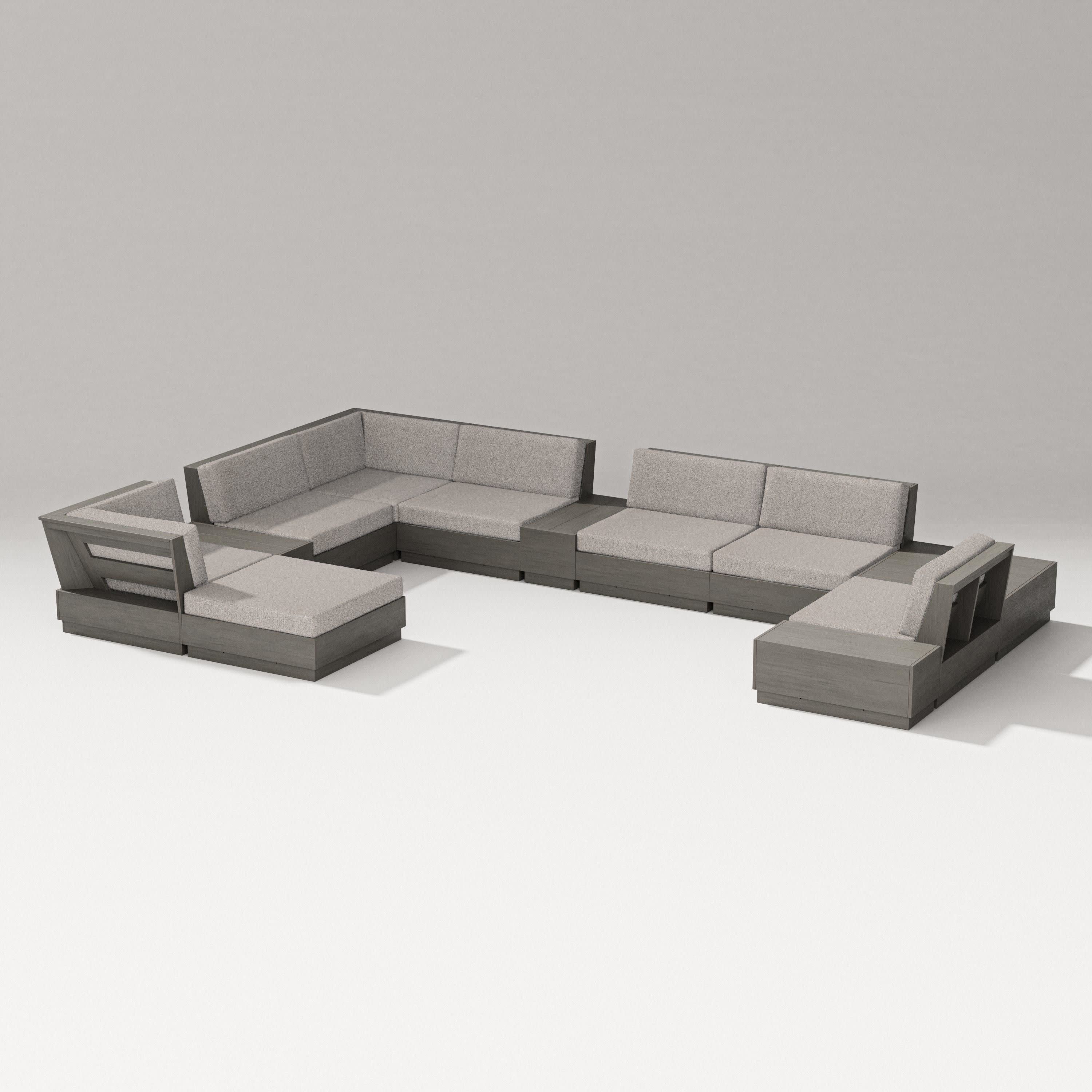 Elevate 12-Piece Conversation Sectional Set in Driftwood / Weathered Tweed