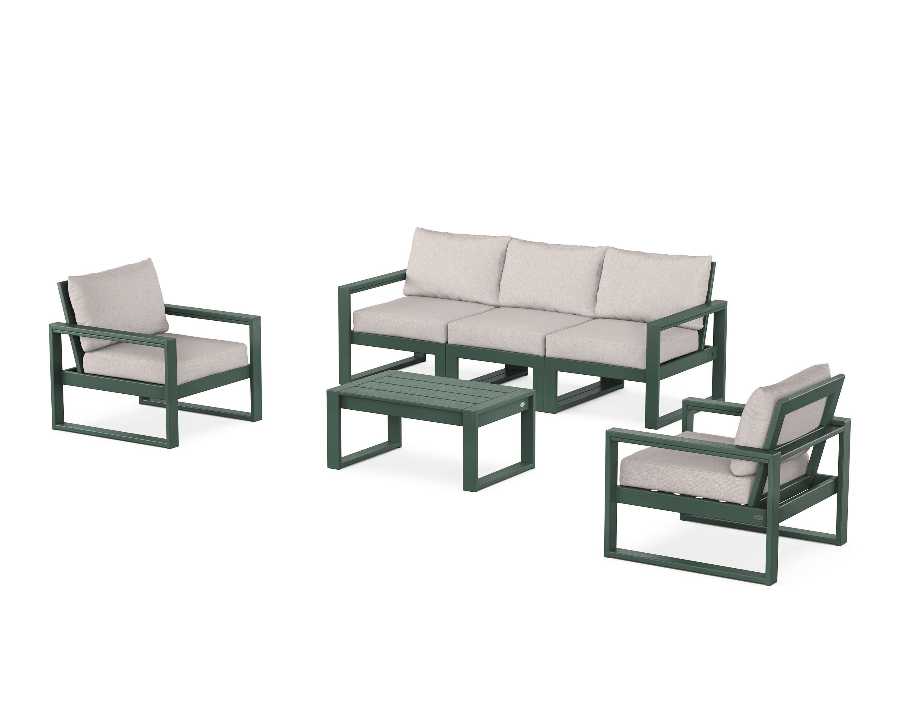 EDGE Sectional 4-Piece Deep Seating Set with Sofa in Green / Dune Burlap