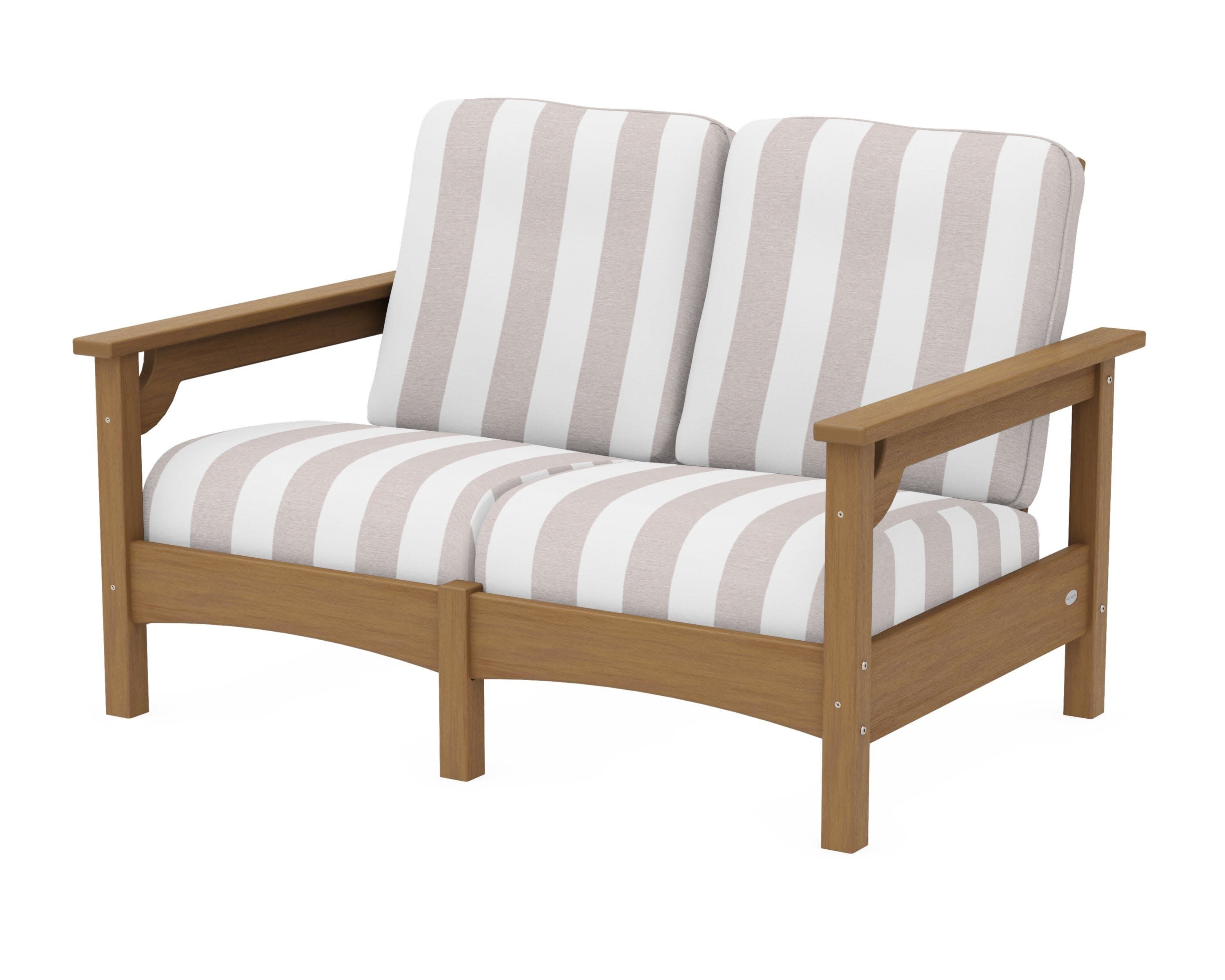 Club Loveseat in Natural / Cabana Stripe Dune Burlap