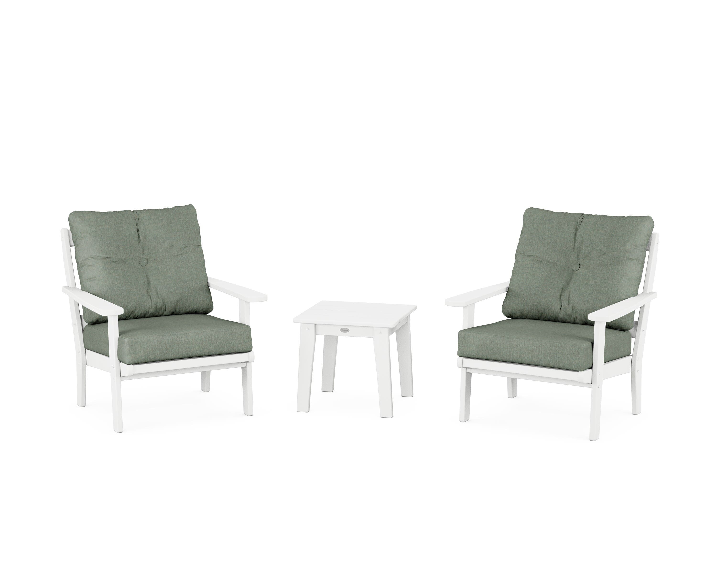 Mission 3-Piece Deep Seating Set in White / Cast Sage