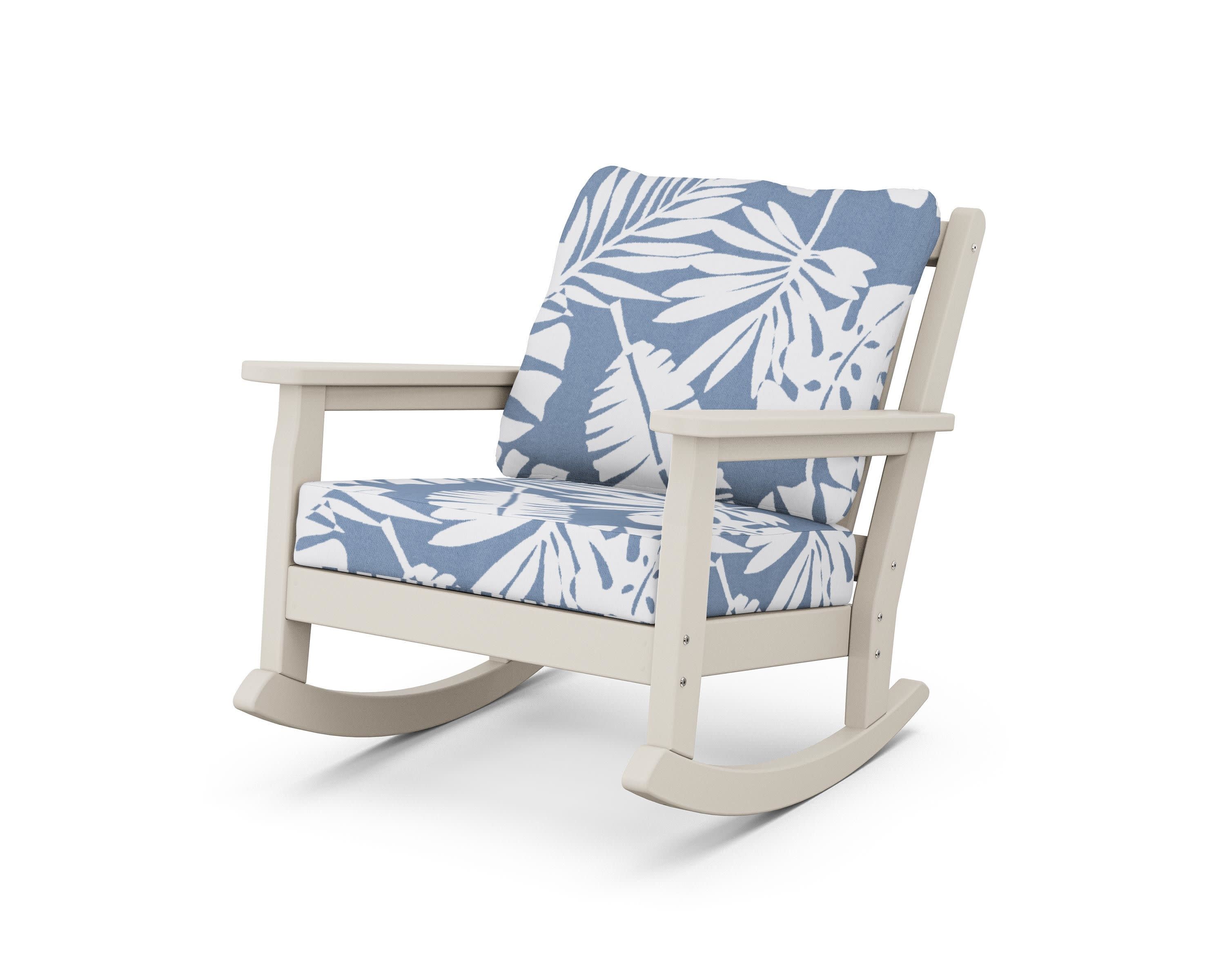 Chippendale Deep Seating Rocking Chair in Sand / Leaf Sky Blue