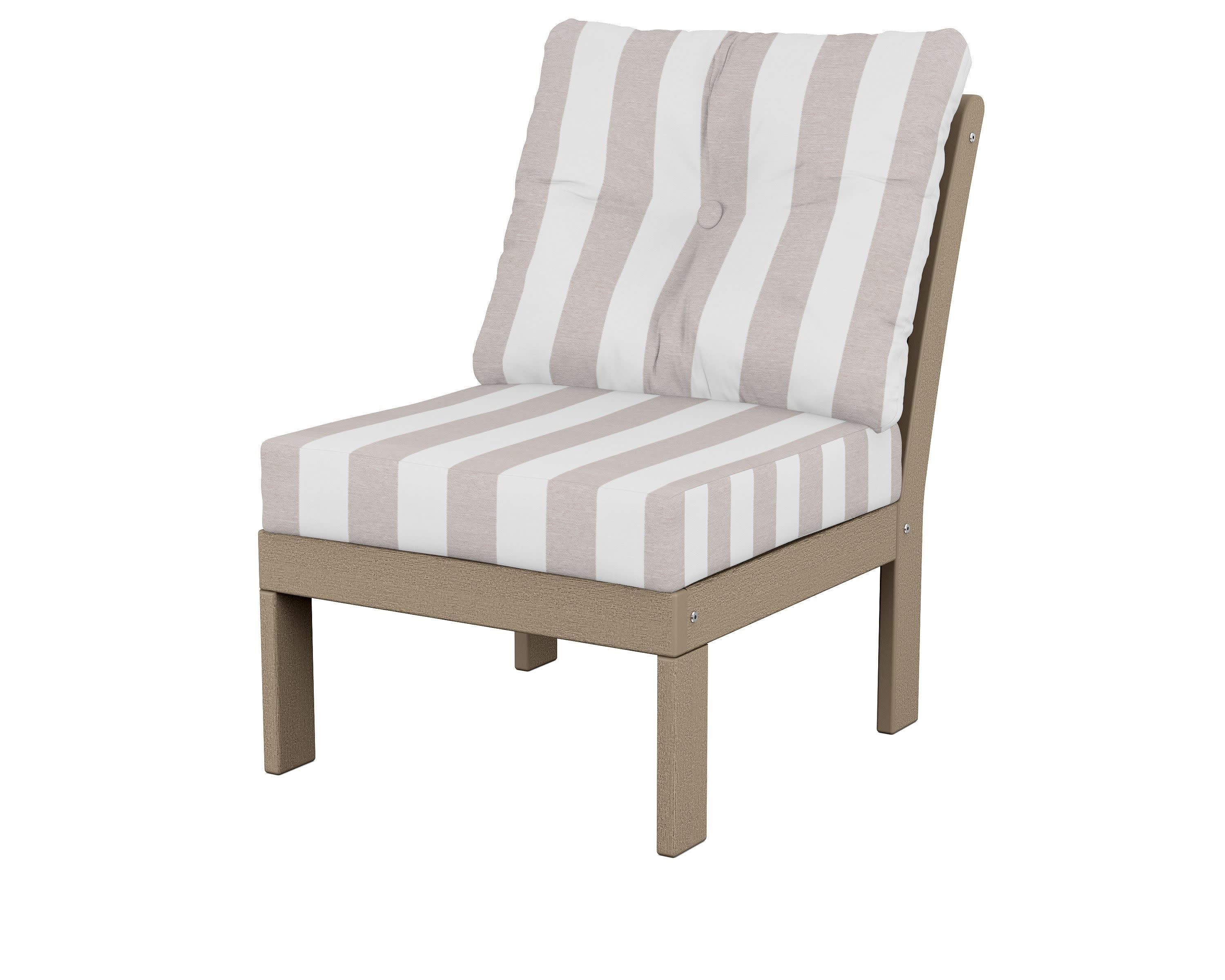 Vineyard Modular Armless Chair in Vintage Sahara / Cabana Stripe Dune Burlap
