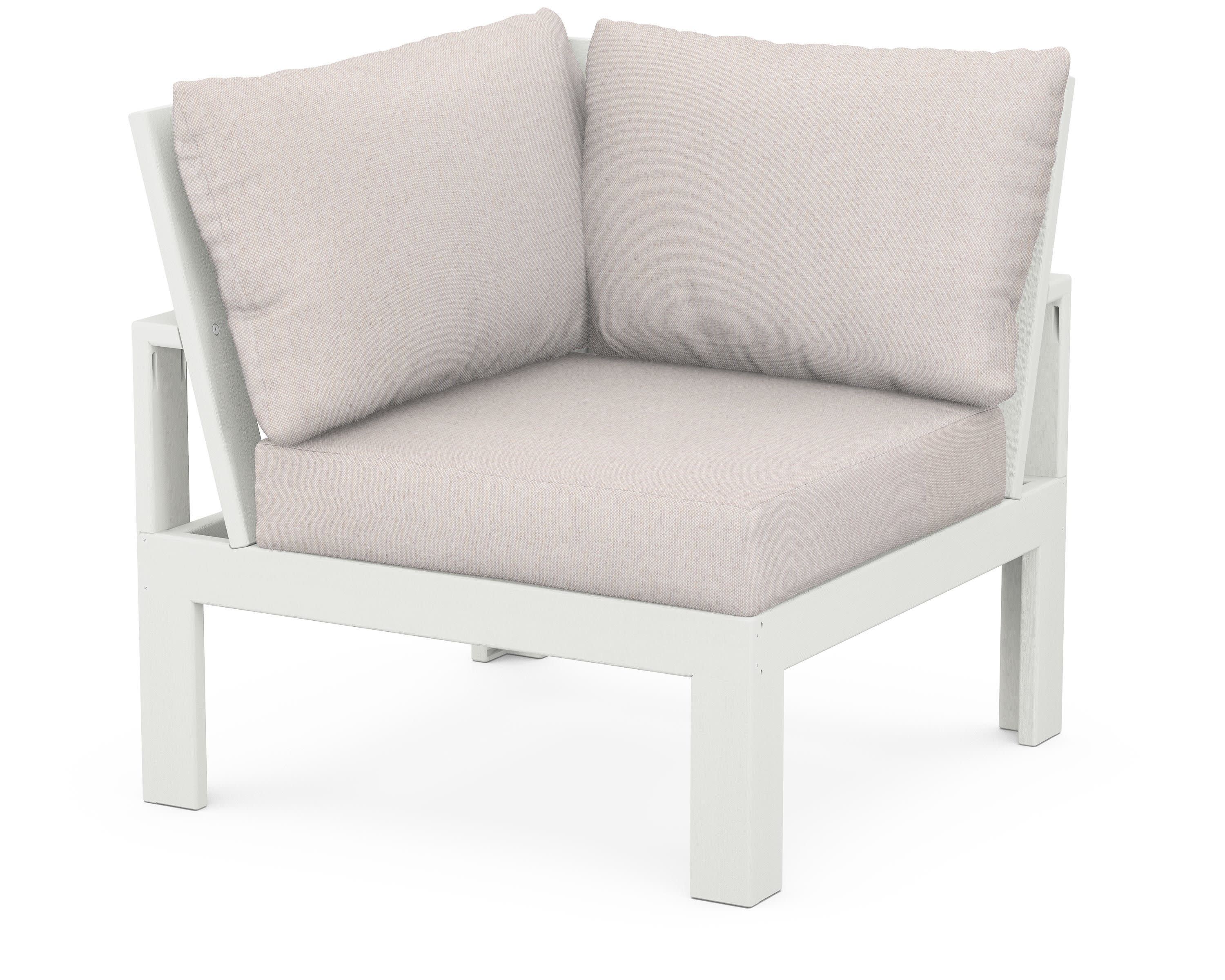 Modular Corner Chair in Vintage White / Dune Burlap