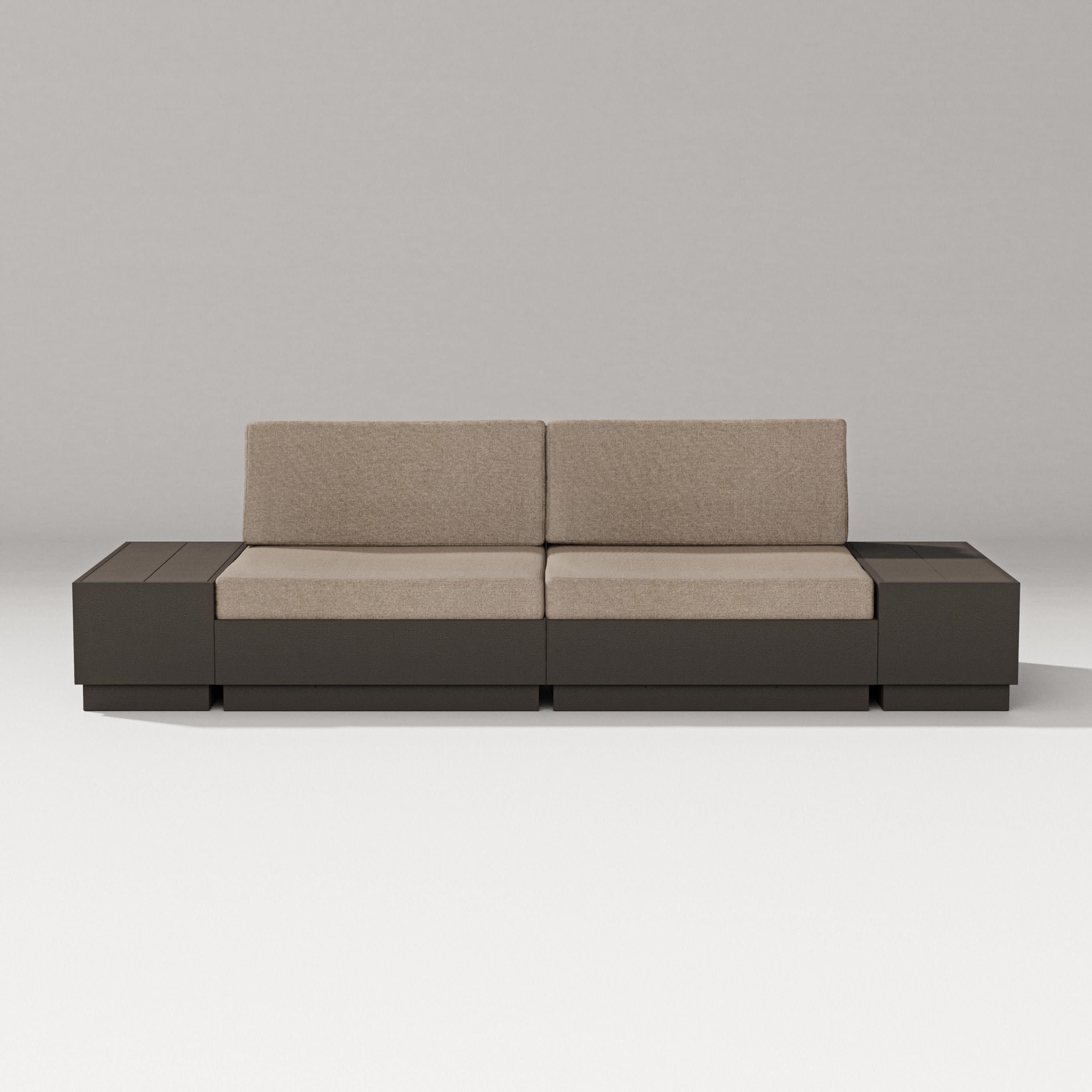 Elevate 4-Piece Loveseat Sectional in Vintage Coffee / Spiced Burlap