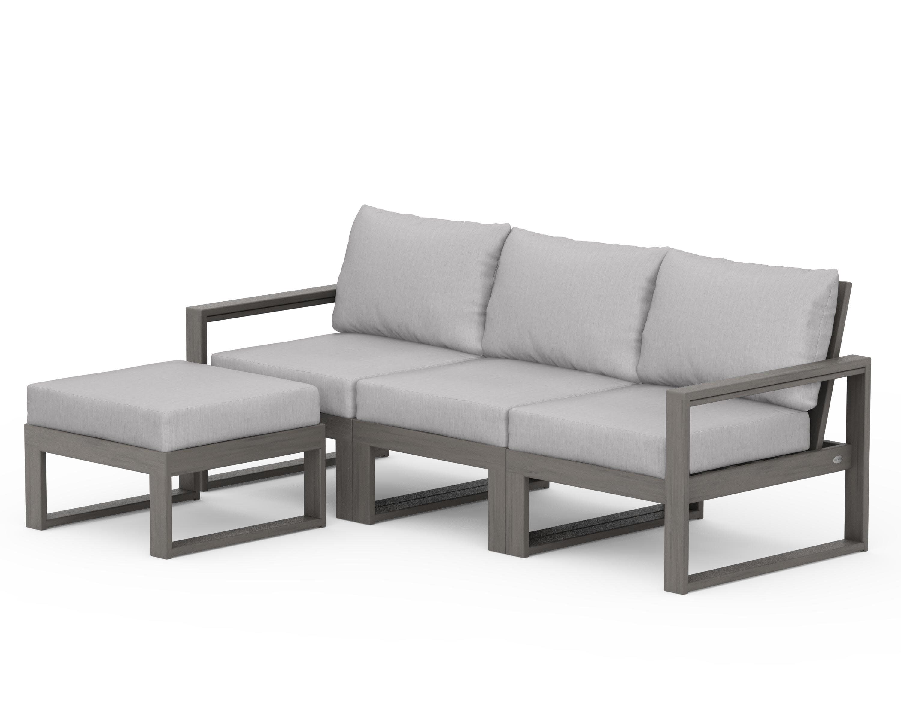 EDGE 4-Piece Modular Deep Seating Set with Ottoman in Driftwood / Granite