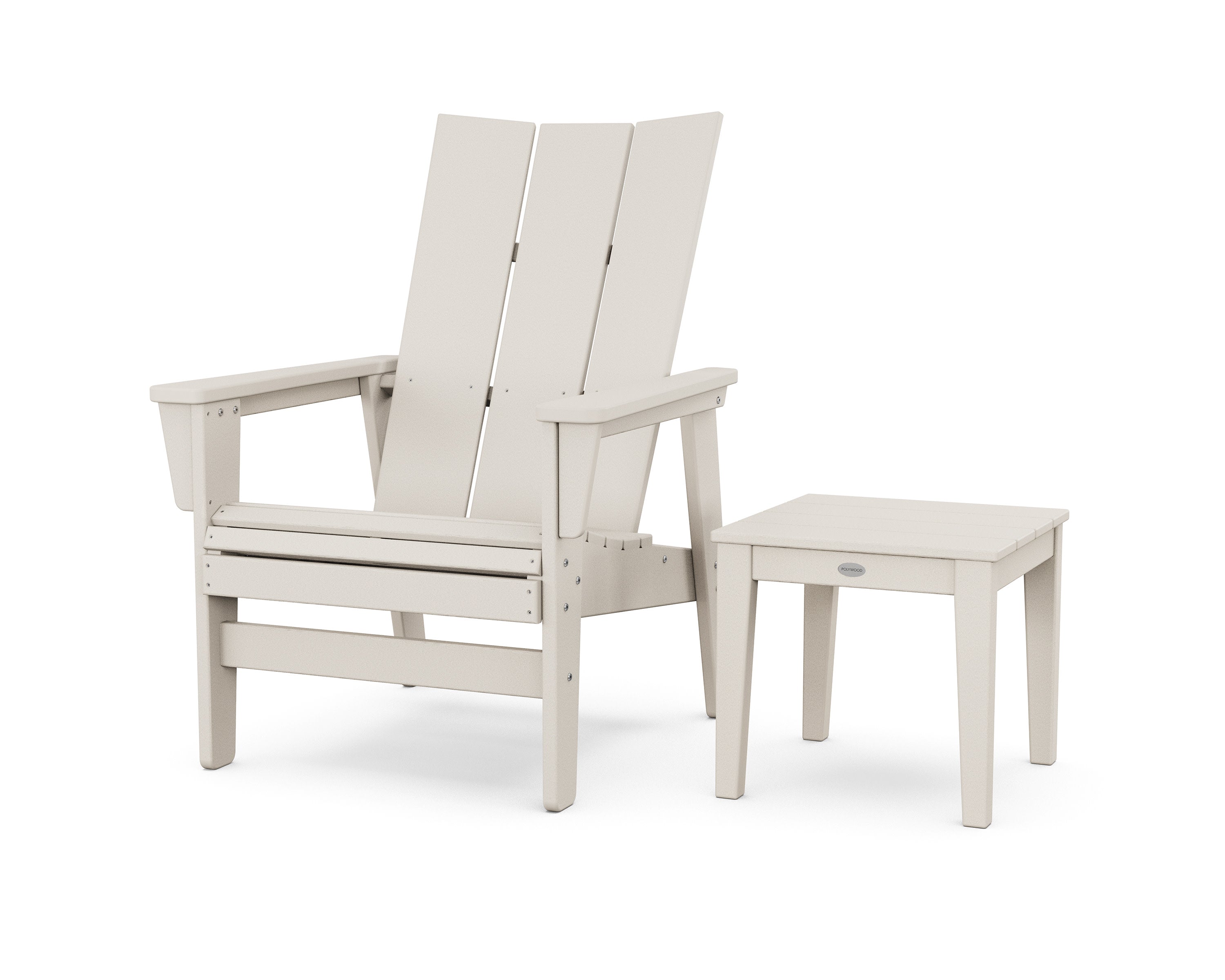 Modern Grand Upright Adirondack Chair with Side Table in Sand
