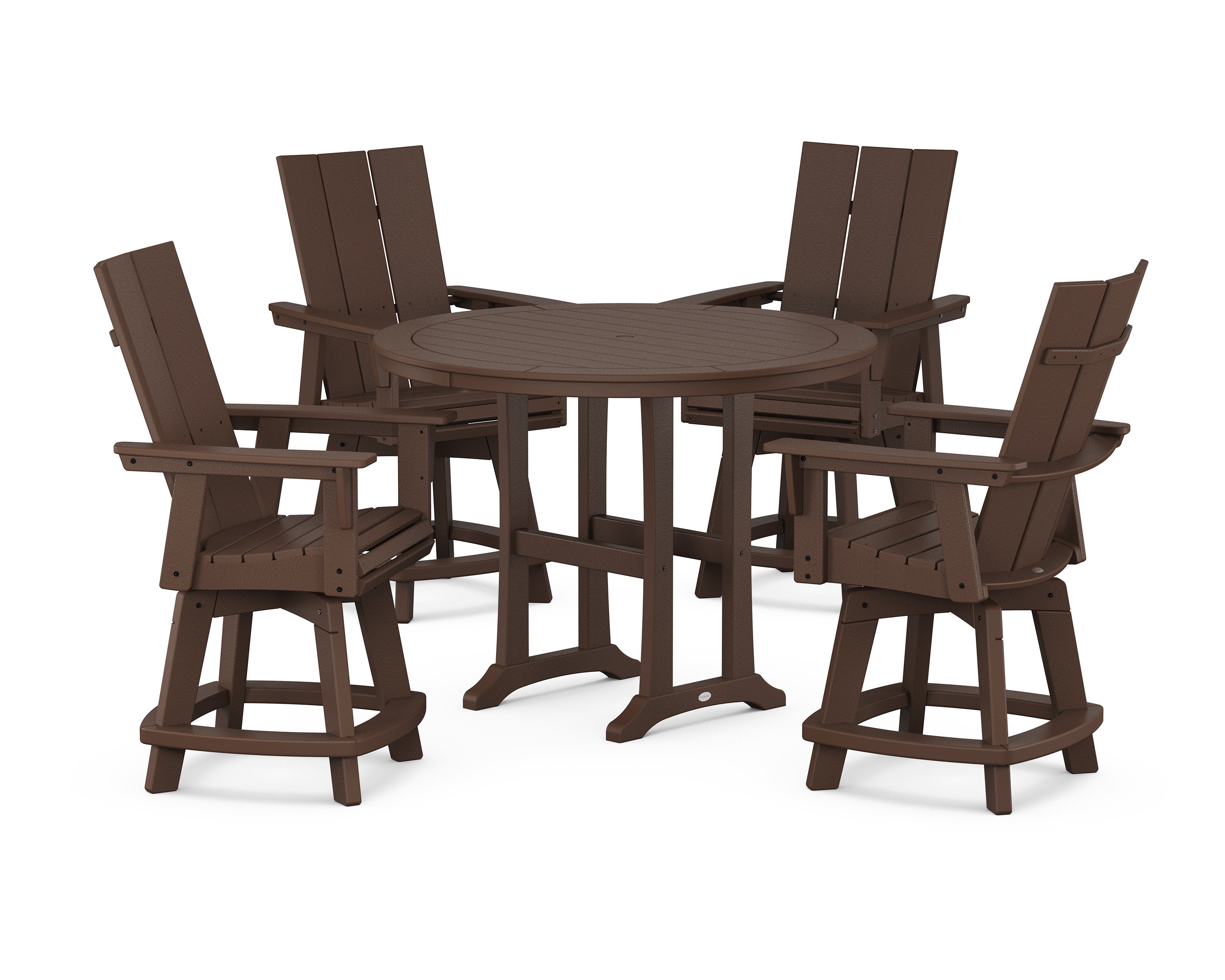 5-Piece Modern Swivel Counter Set in Mahogany