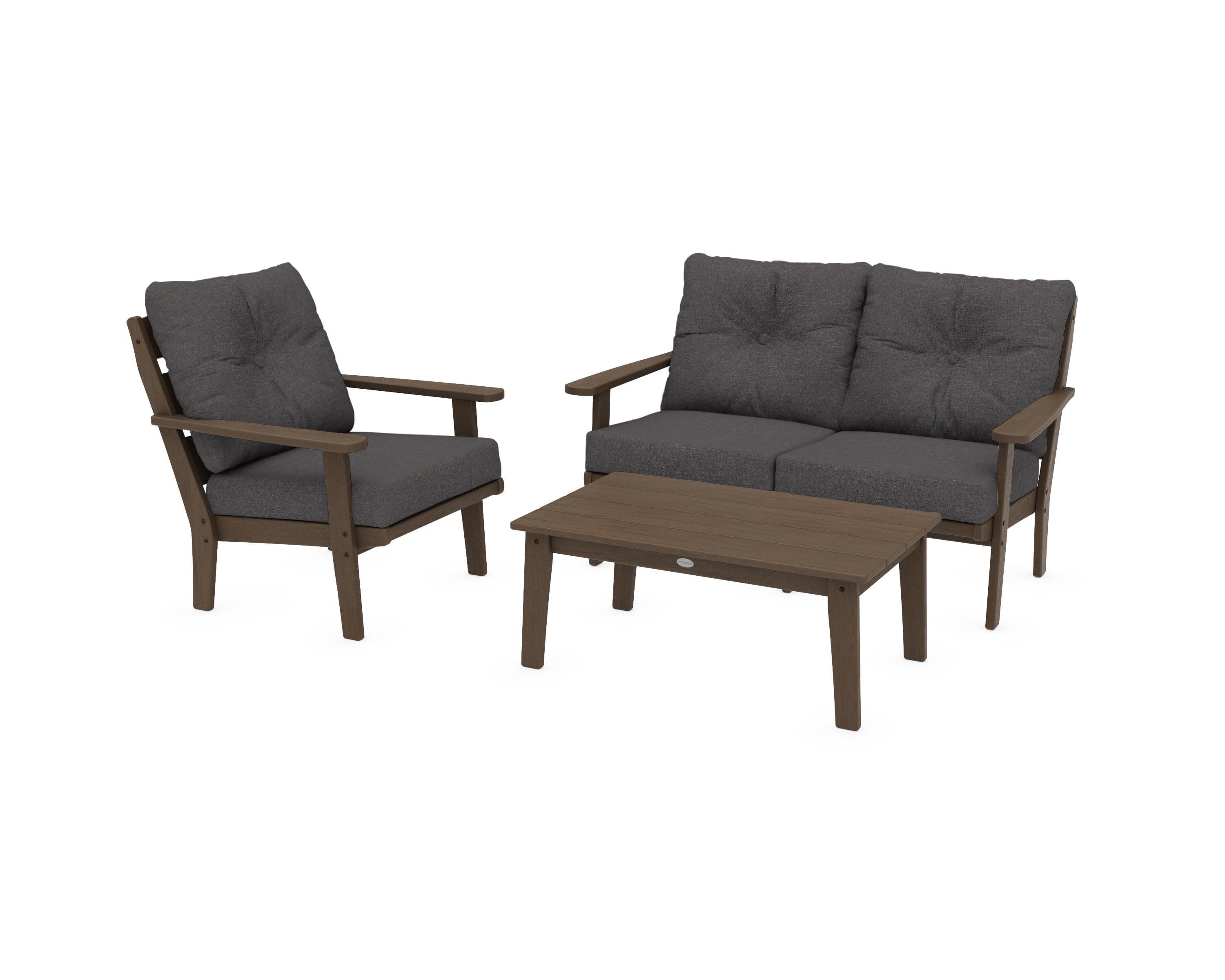 Lakeside 3-Piece Deep Seating Set in Kona / Ash Charcoal
