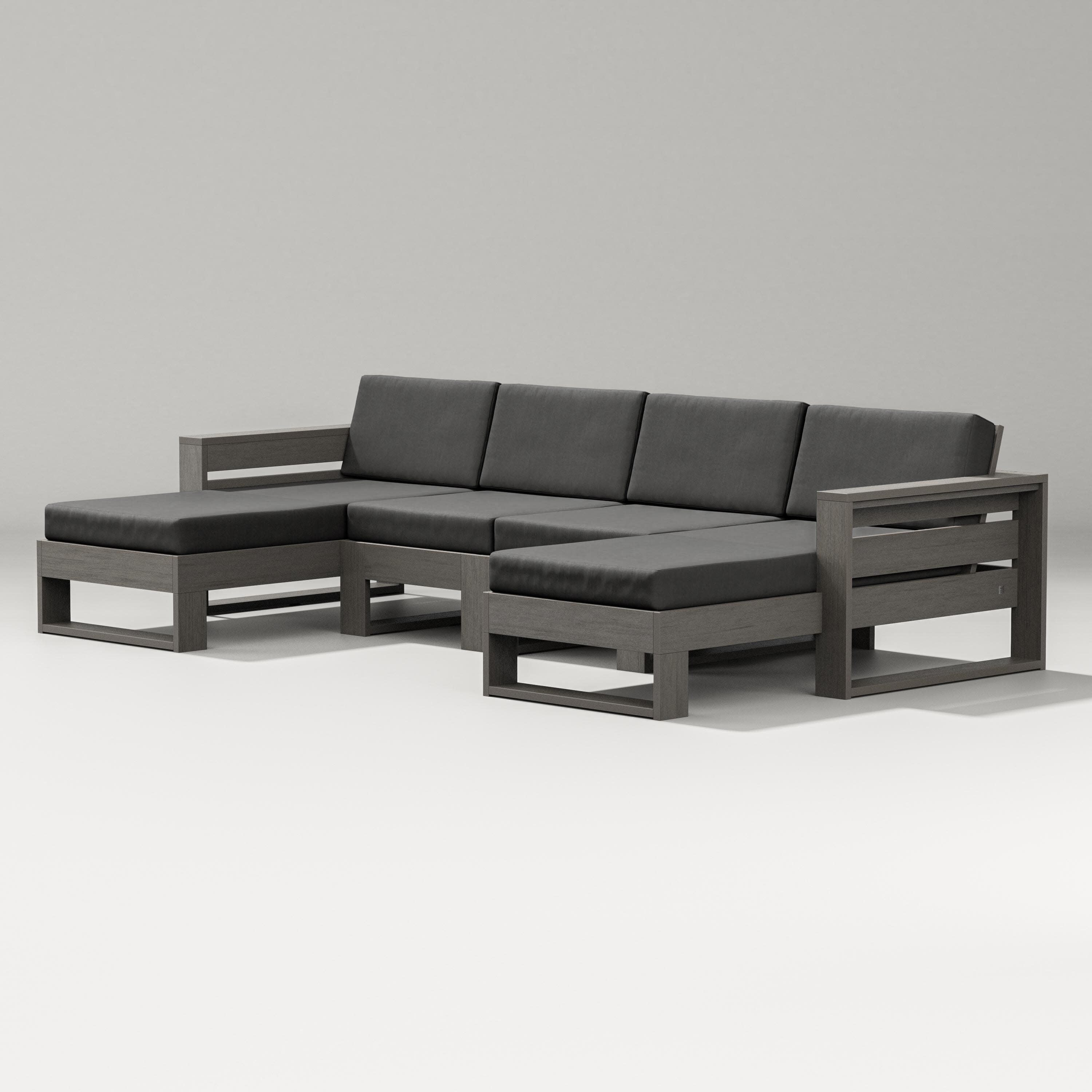 Latitude Double Chaise Sectional in Driftwood / Spectrum Carbon