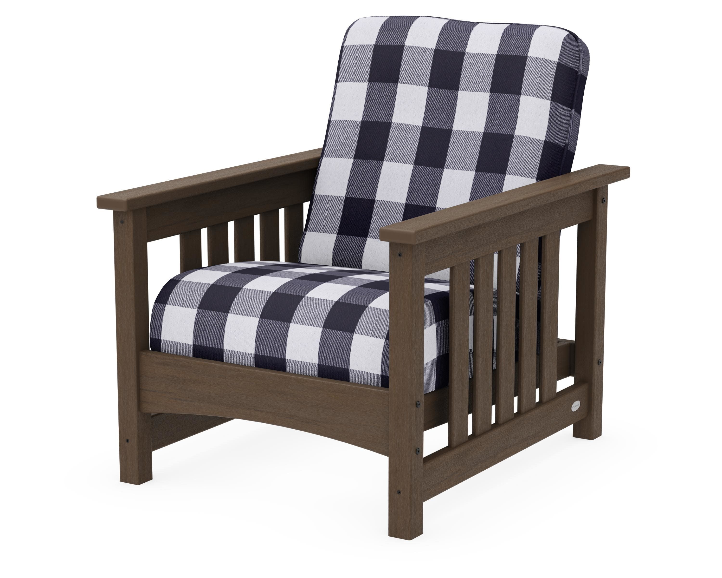 Club Mission Chair in Kona / Buffalo Plaid Navy