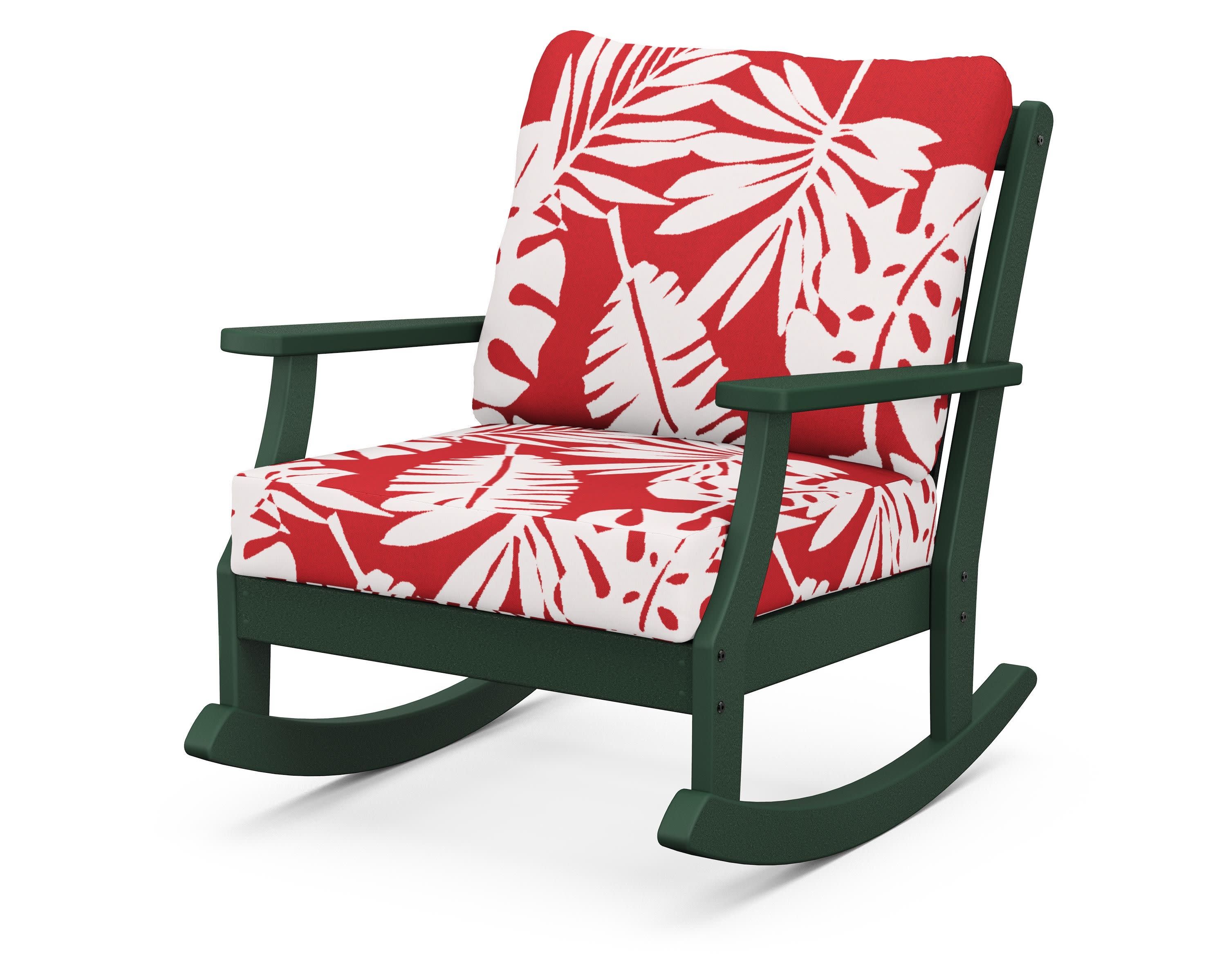 Braxton Deep Seating Rocking Chair in Green / Leaf Crimson
