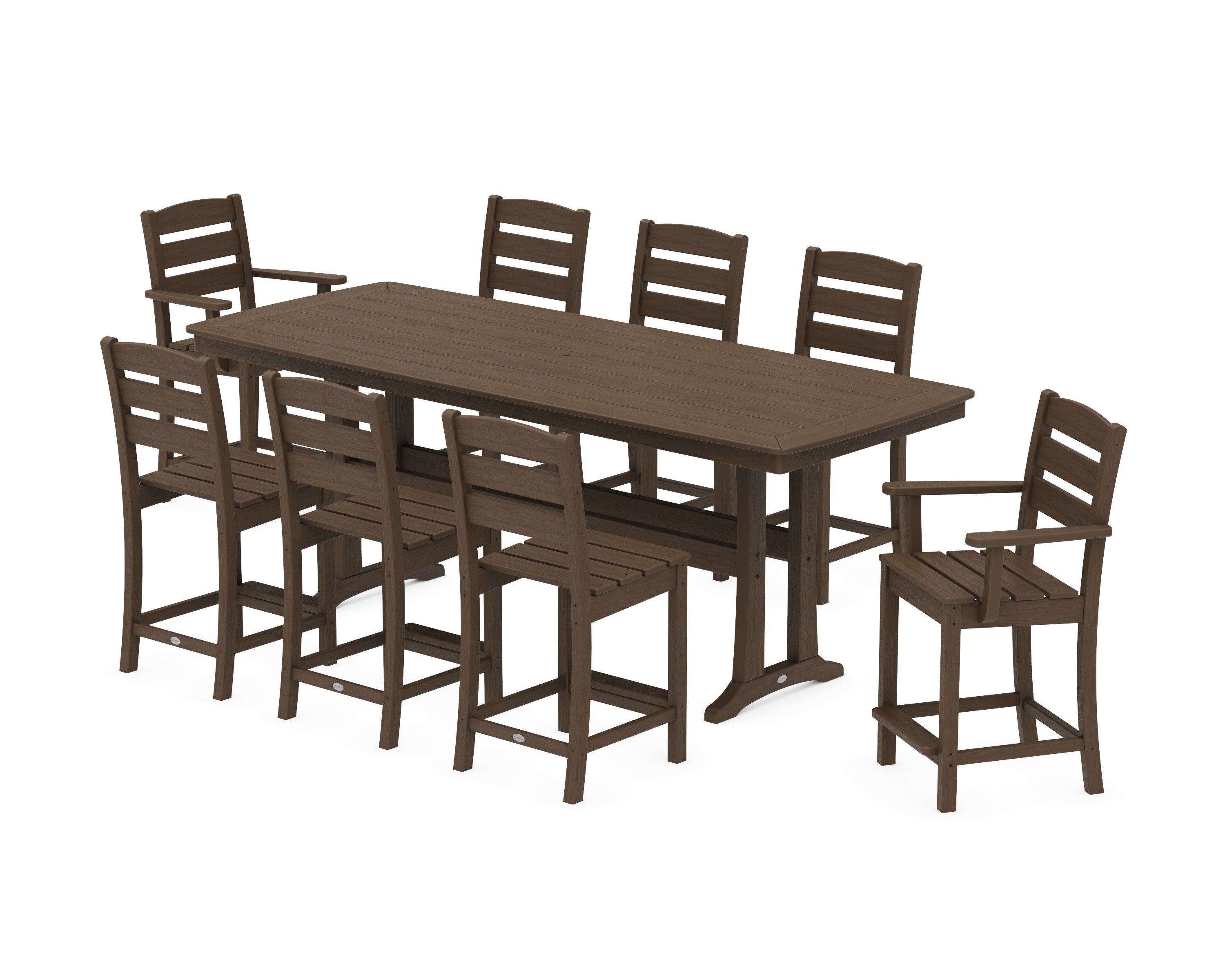 Lakeside 9-Piece Counter Set with Trestle Legs in Kona