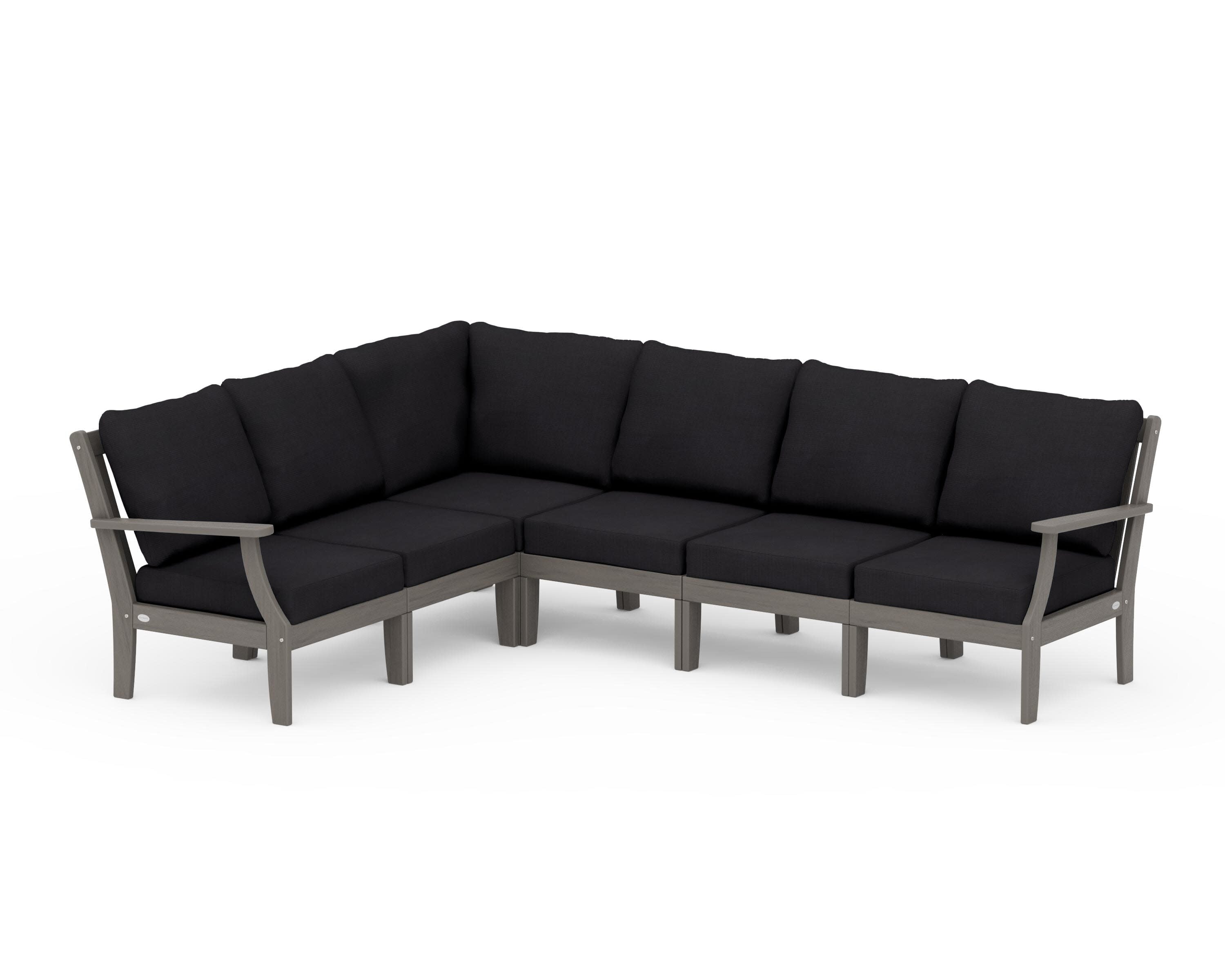 Braxton Modular 6-Piece Deep Seating Set in Driftwood / Midnight Linen