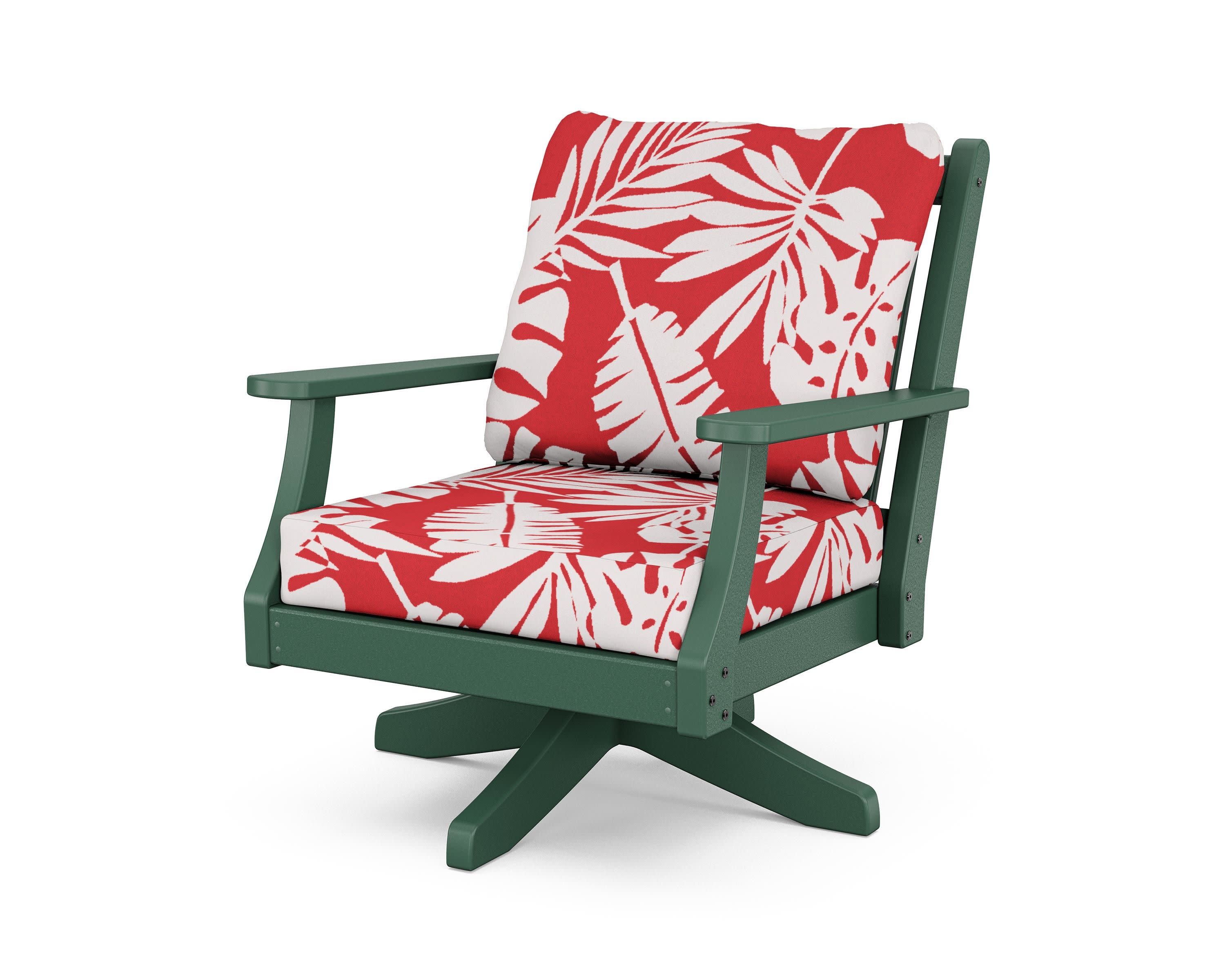 Wovendale Deep Seating Swivel Chair in Green / Leaf Crimson