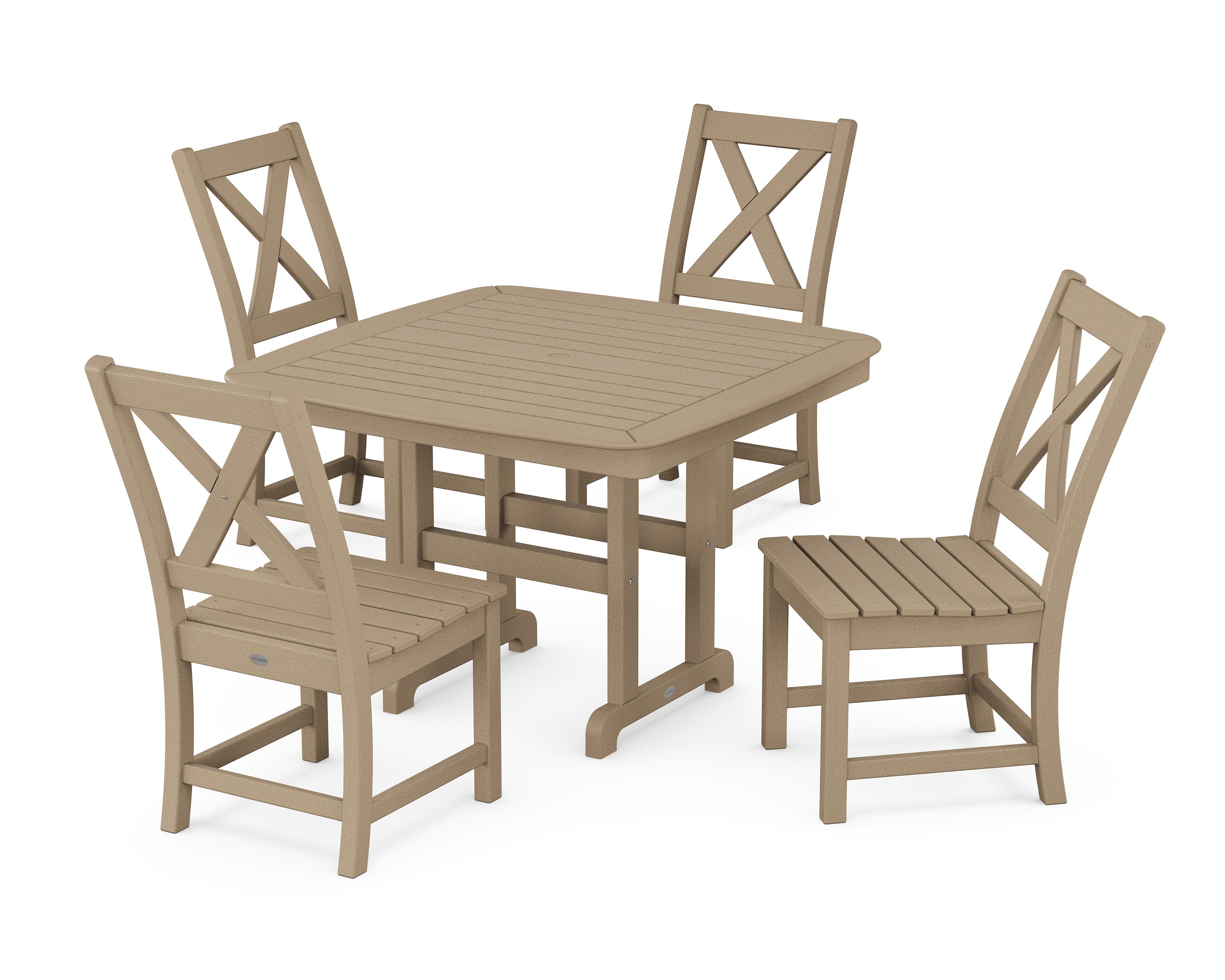 Braxton Side Chair 5-Piece Dining Set with Trestle Legs in Vintage Sahara