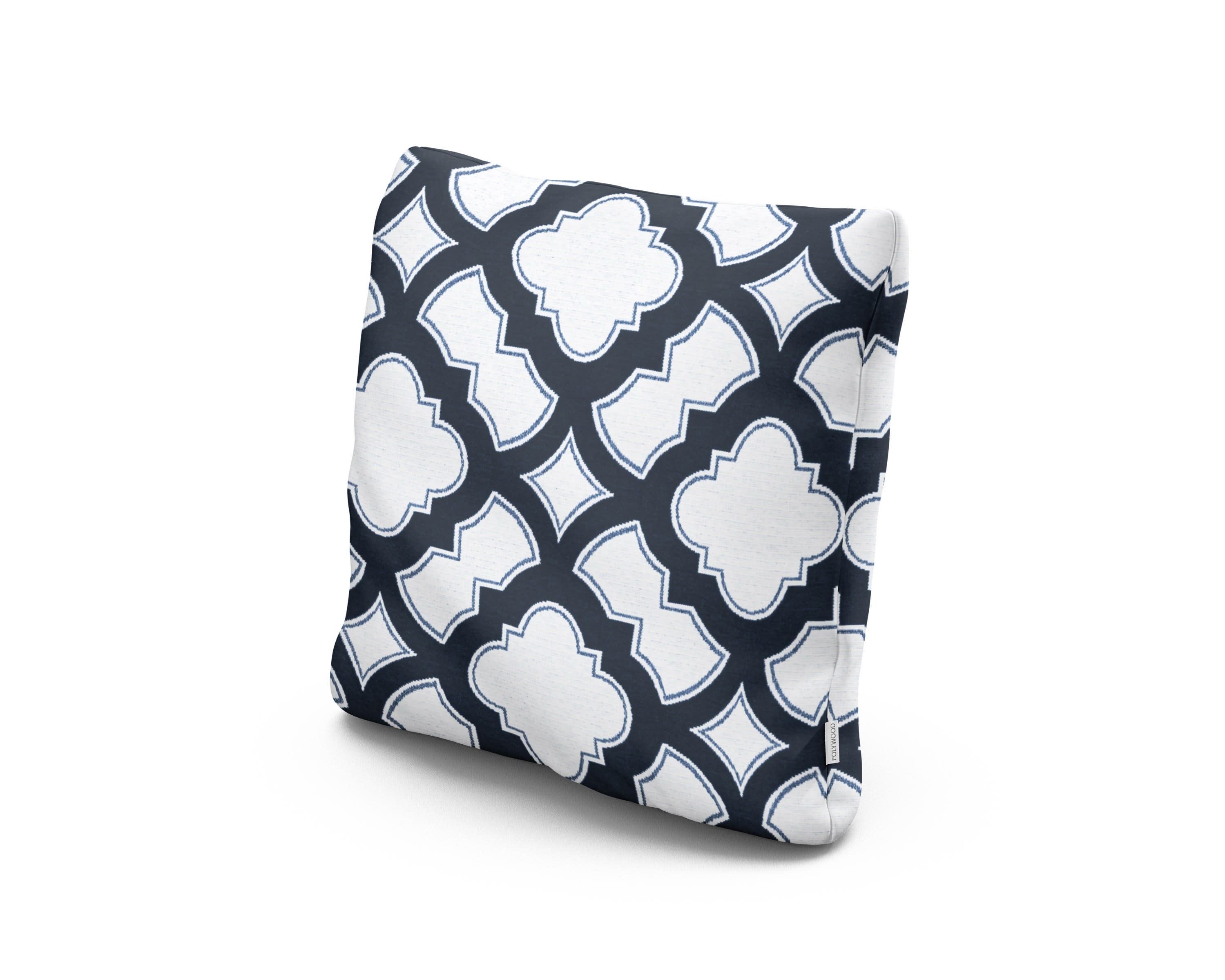18" Outdoor Throw Pillow in Trellis Marine Indigo