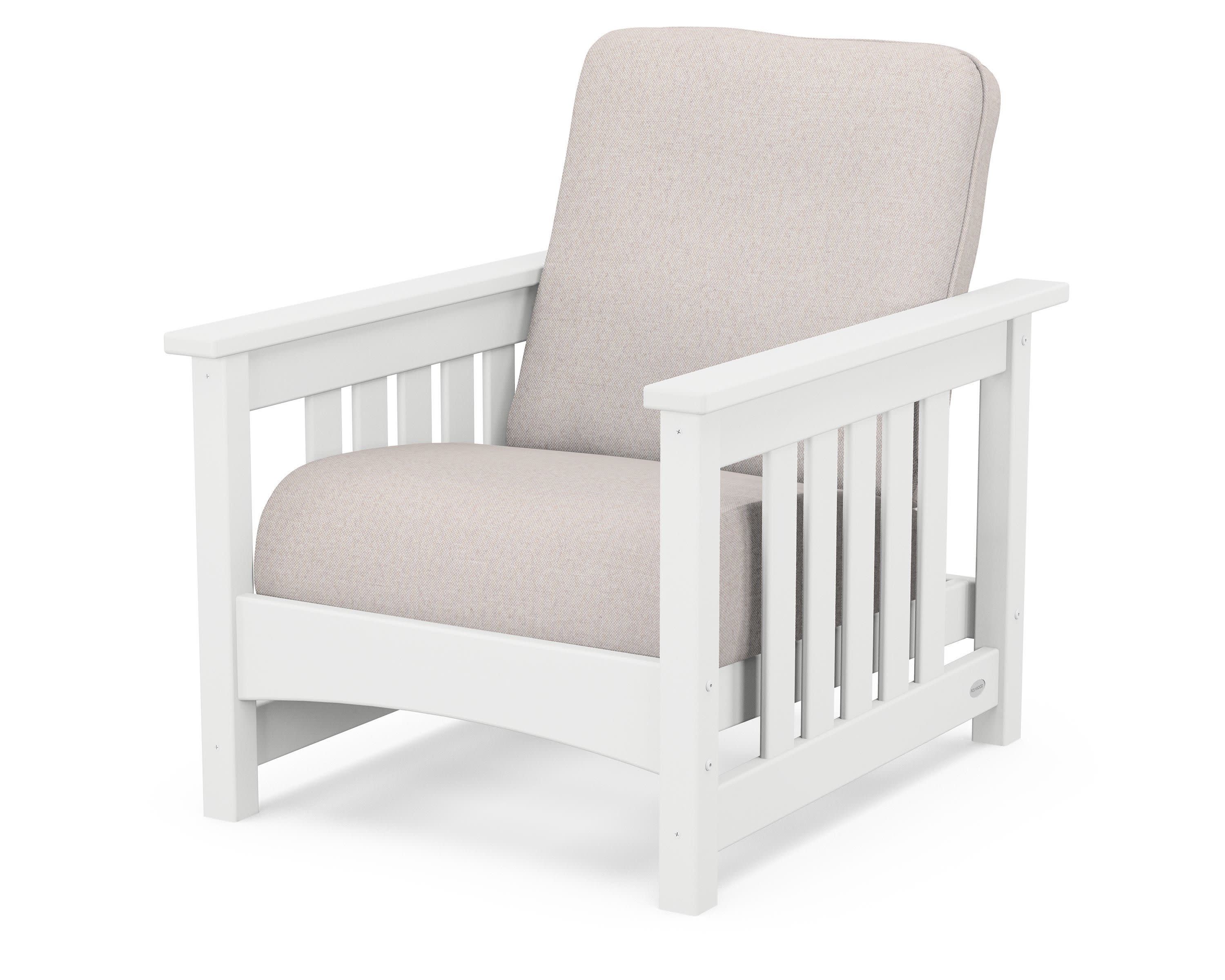Club Mission Chair in White / Dune Burlap
