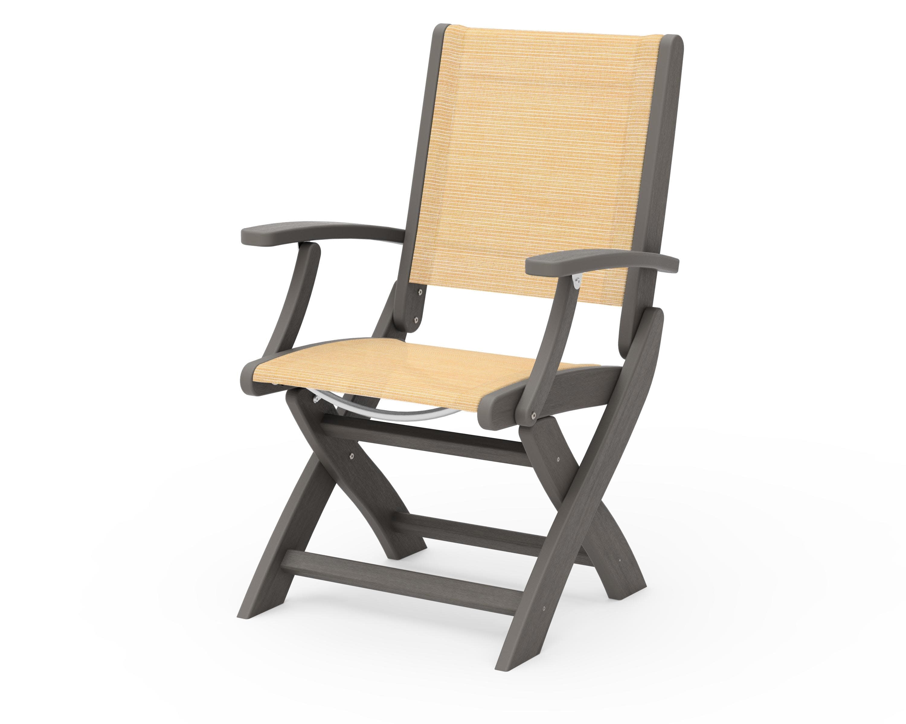 Coastal Folding Chair in Driftwood / Dupioni Apricot Sling