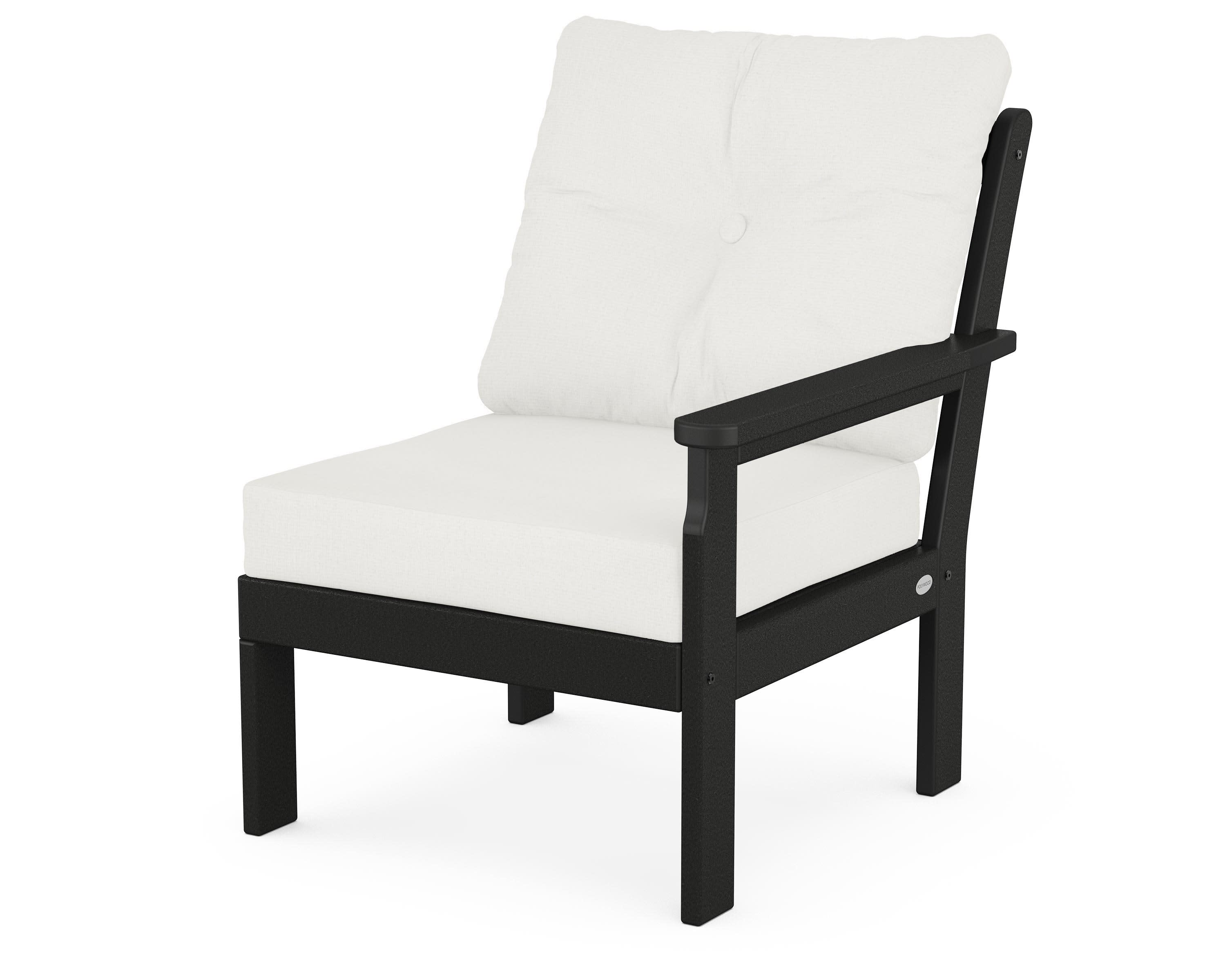 Vineyard Modular Right Arm Chair in Black / Natural Linen