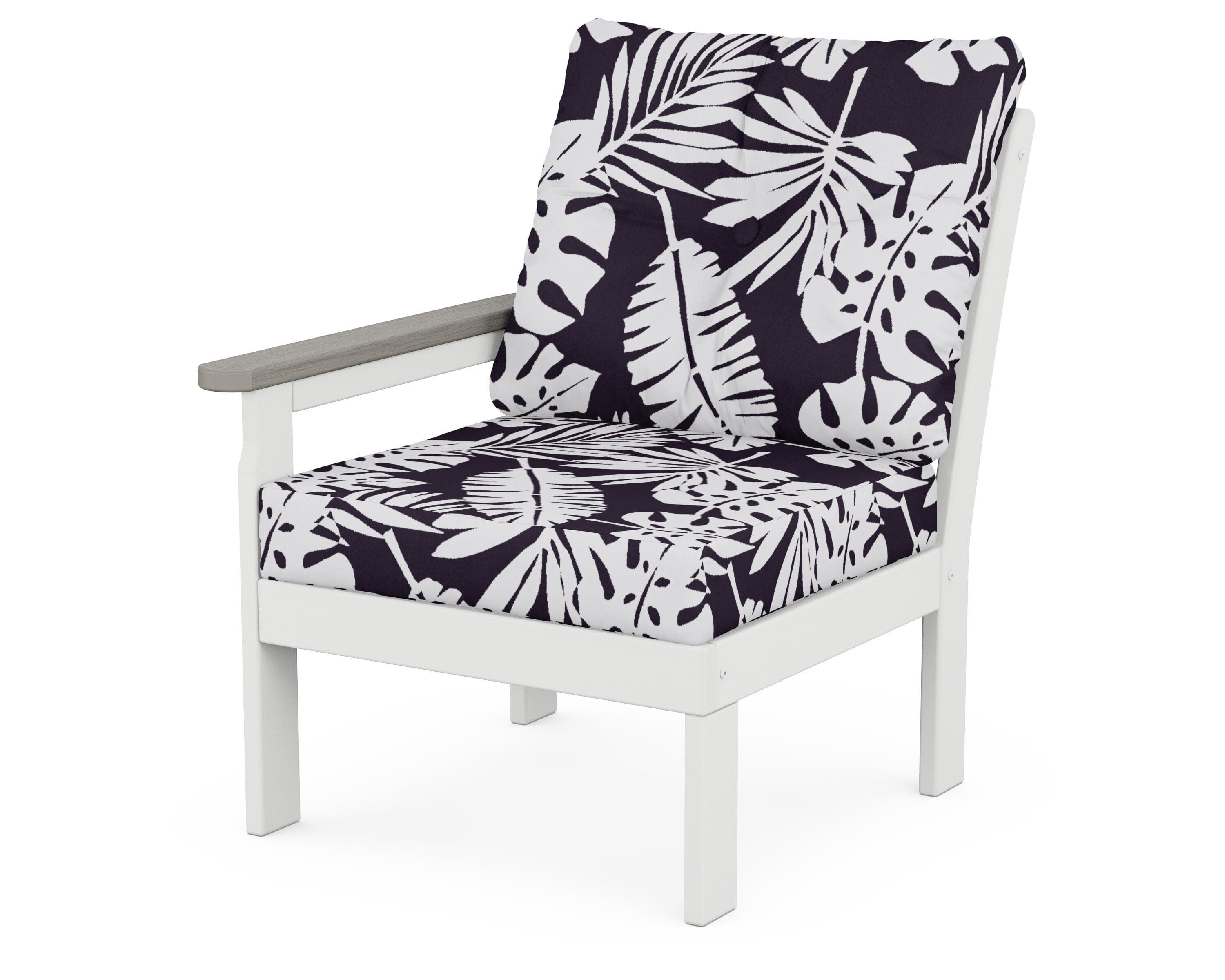Vineyard Modular Left Arm Chair in White / Driftwood / Leaf Navy