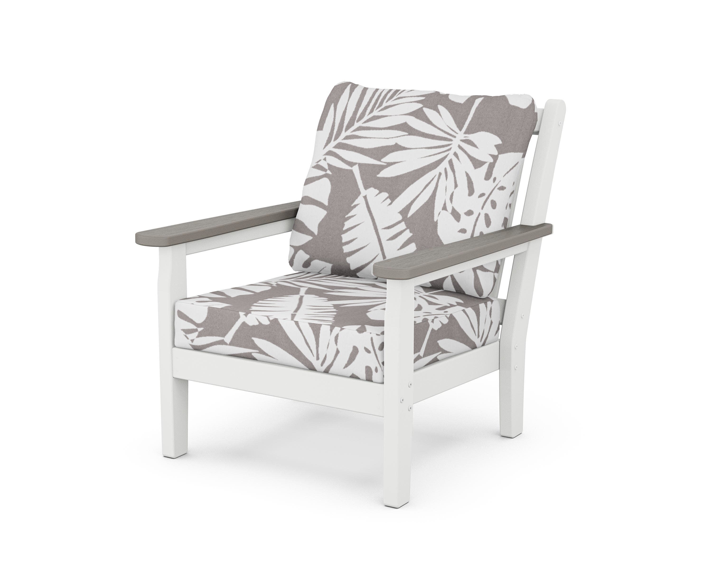 Chippendale Deep Seating Chair in White / Driftwood / Leaf Grey Mist