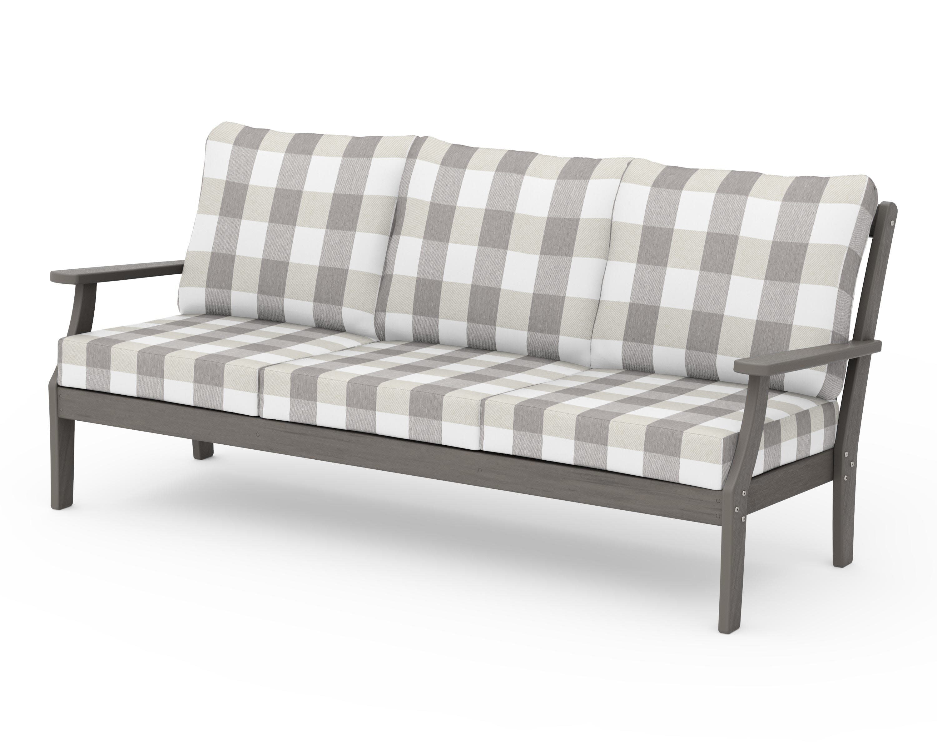 Braxton Deep Seating Sofa in Driftwood / Buffalo Plaid Grey Mist