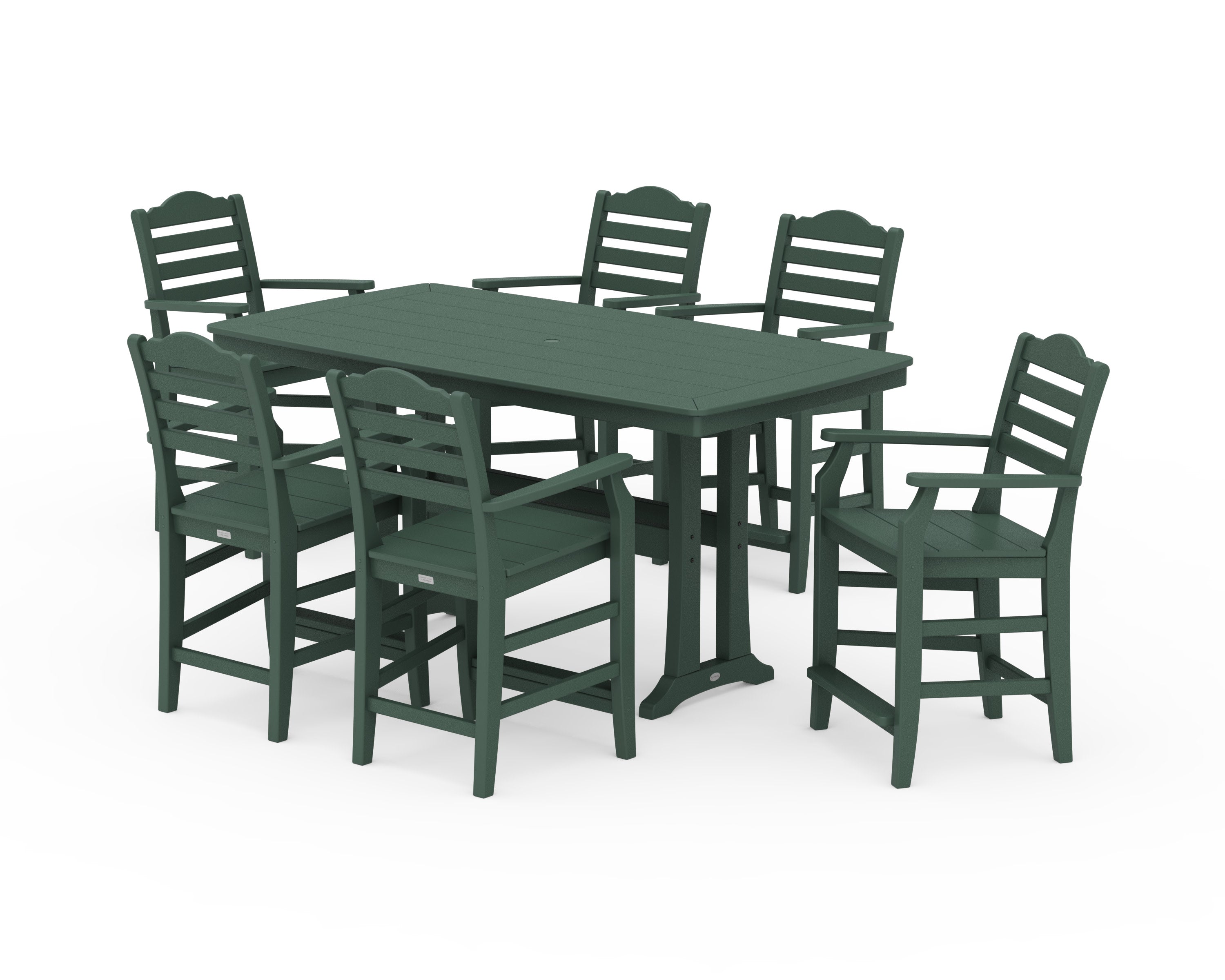 Savannah Arm Chair 7-Piece Counter Set with Trestle Legs in Green